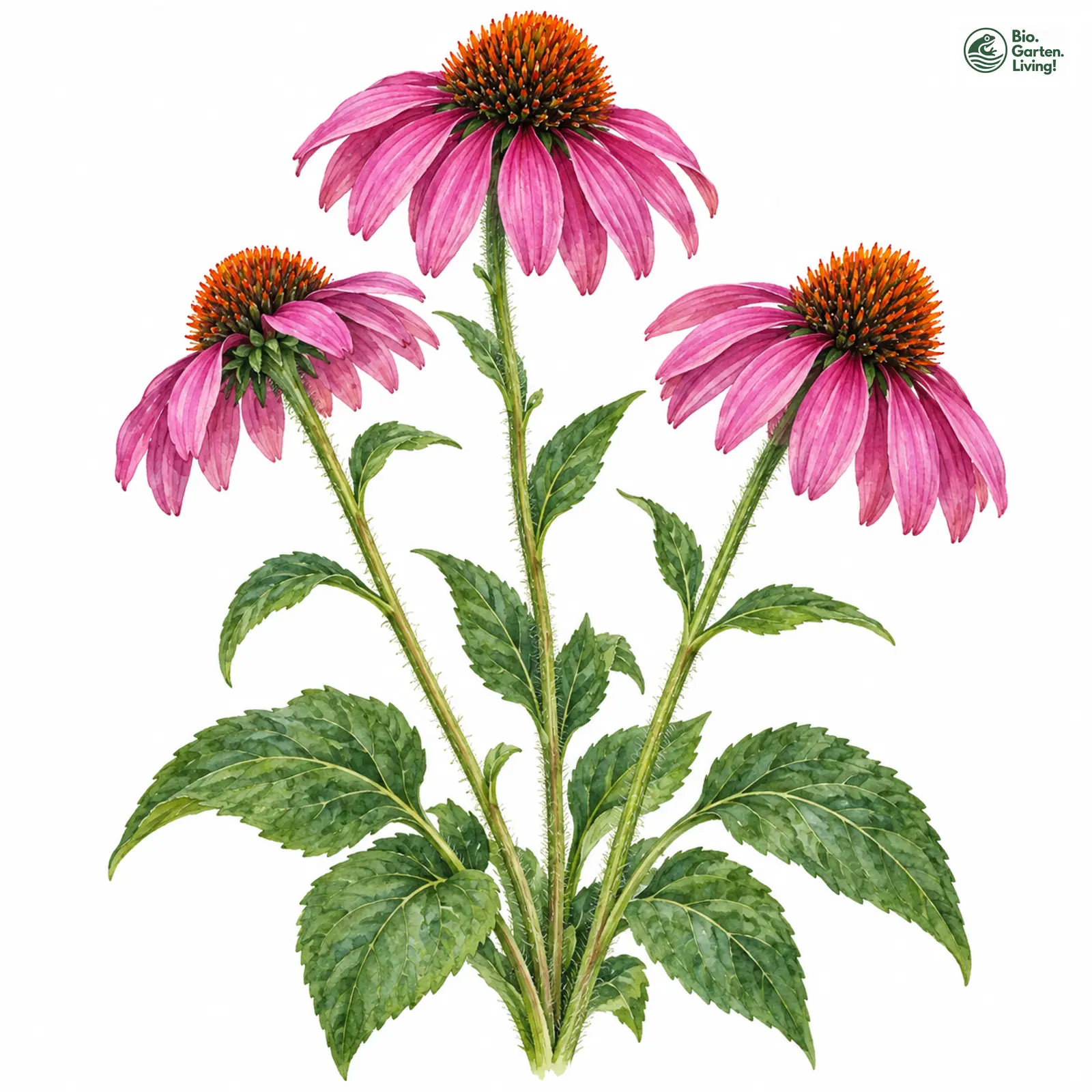 Aquarellzeichnung: Purpur-Sonnenhut (Echinacea purpurea)