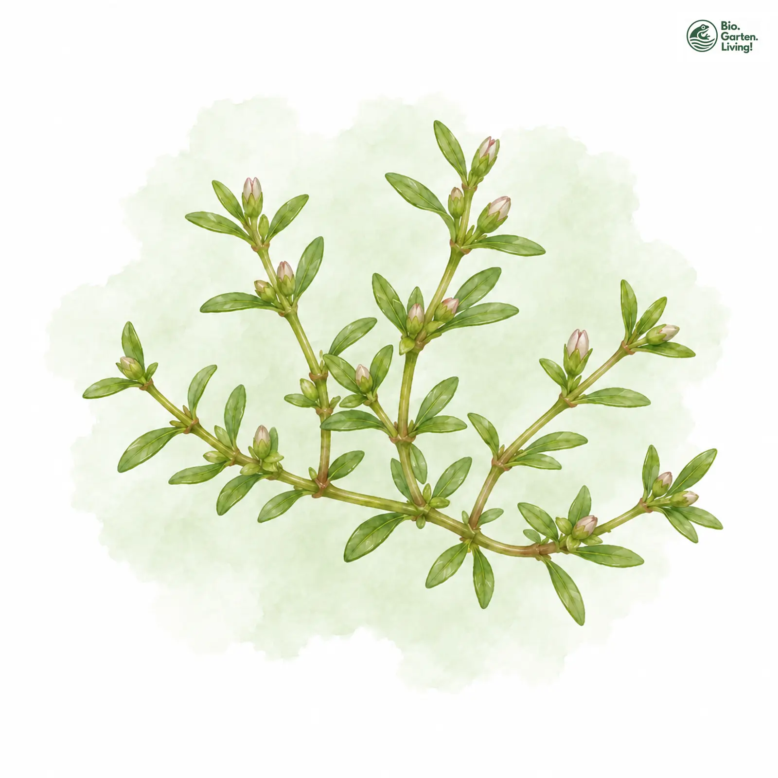 Aquarellzeichnung: Dreimänniges Tännel (Elatine triandra)