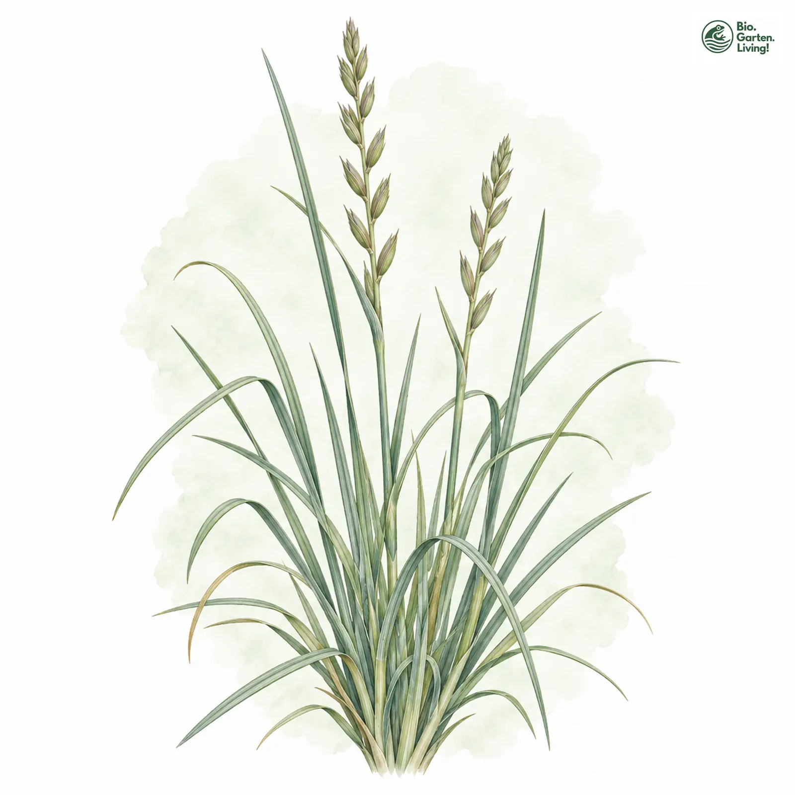 Aquarellzeichnung: Dünen-Quecke (Elymus junceiformis)