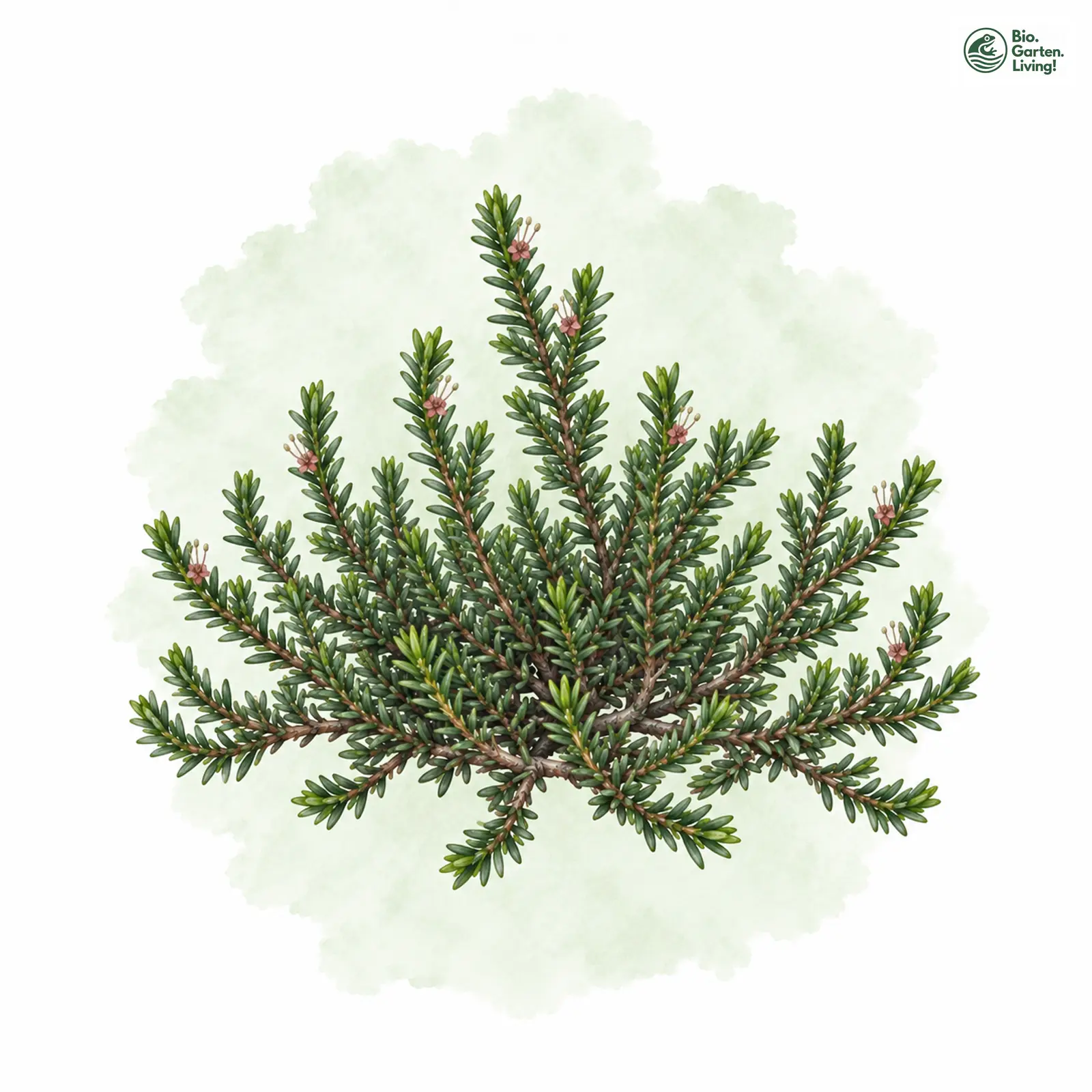 Aquarellzeichnung: Gewöhnliche Krähenbeere (Empetrum nigrum (im engeren Sinne))