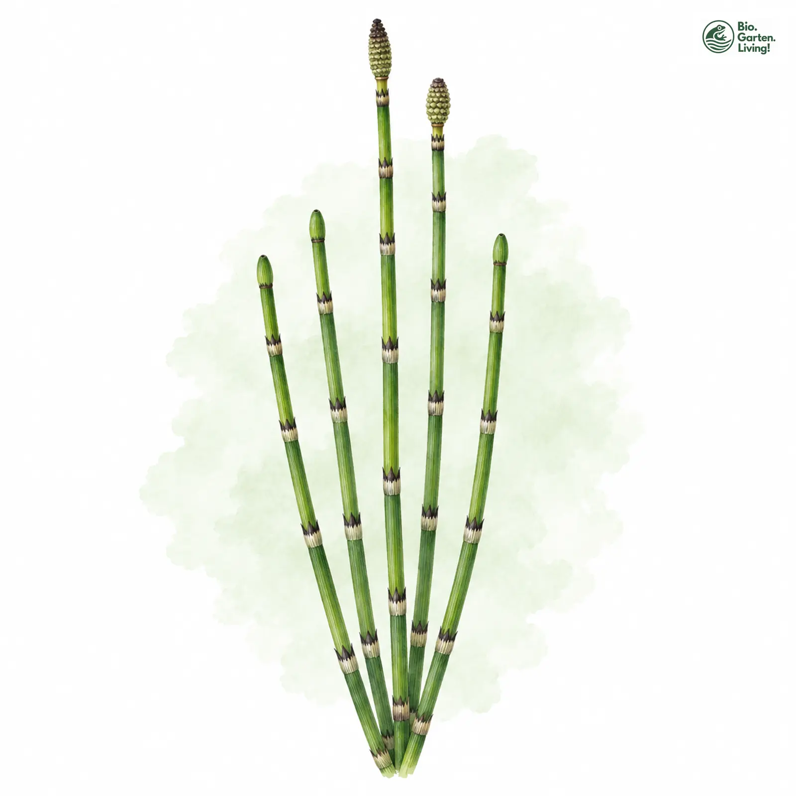 Aquarellzeichnung: Winter-Schachtelhalm (Equisetum hyemale)