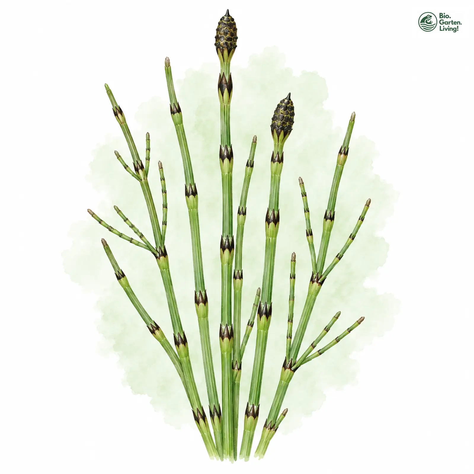 Aquarellzeichnung: Südlicher Schachtelhalm (Equisetum meridionale)