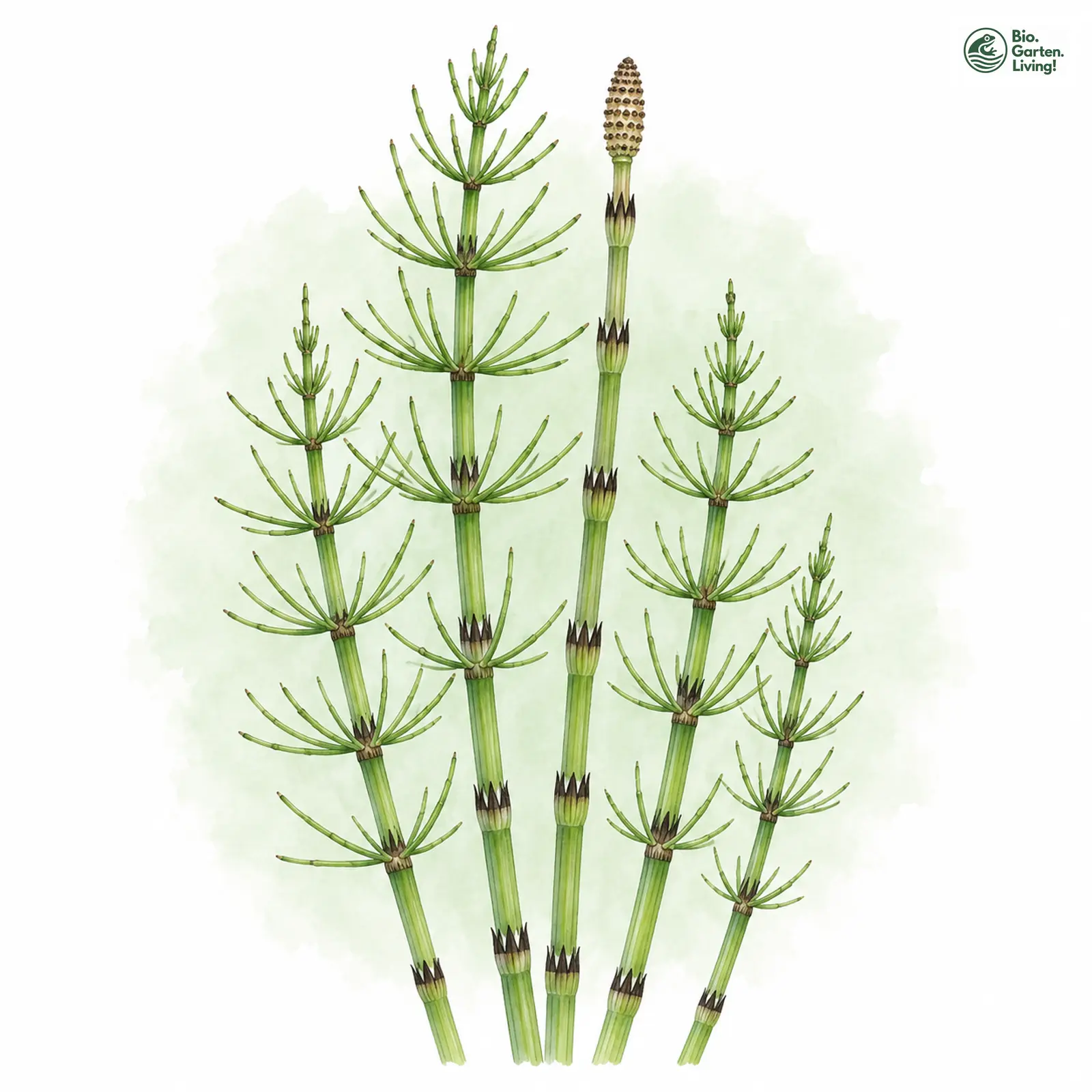 Aquarellzeichnung: Sumpf-Schachtelhalm (Equisetum palustre)