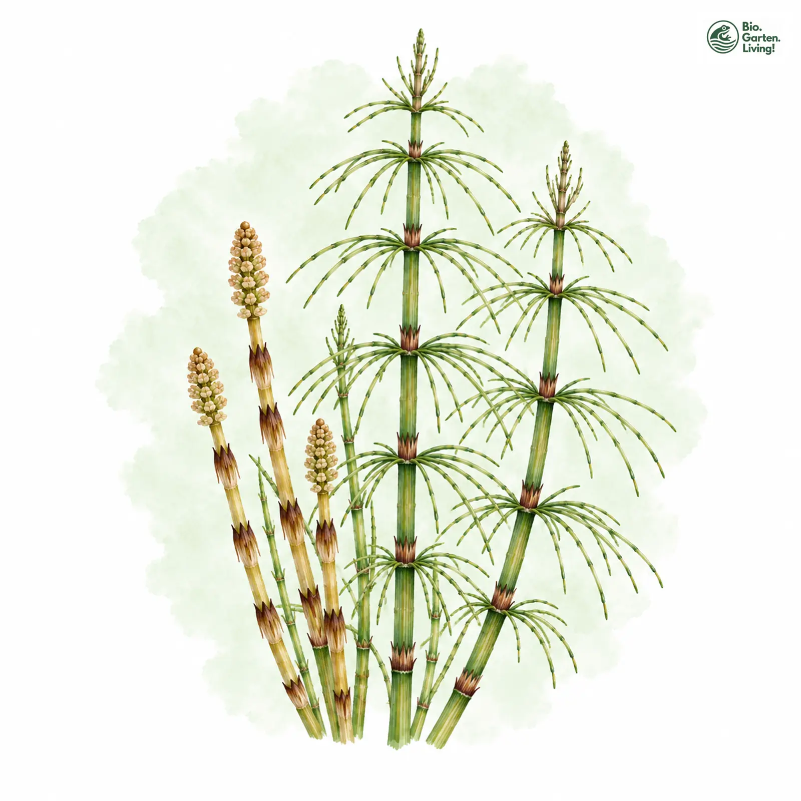 Aquarellzeichnung: Wiesen-Schachtelhalm (Equisetum pratense)