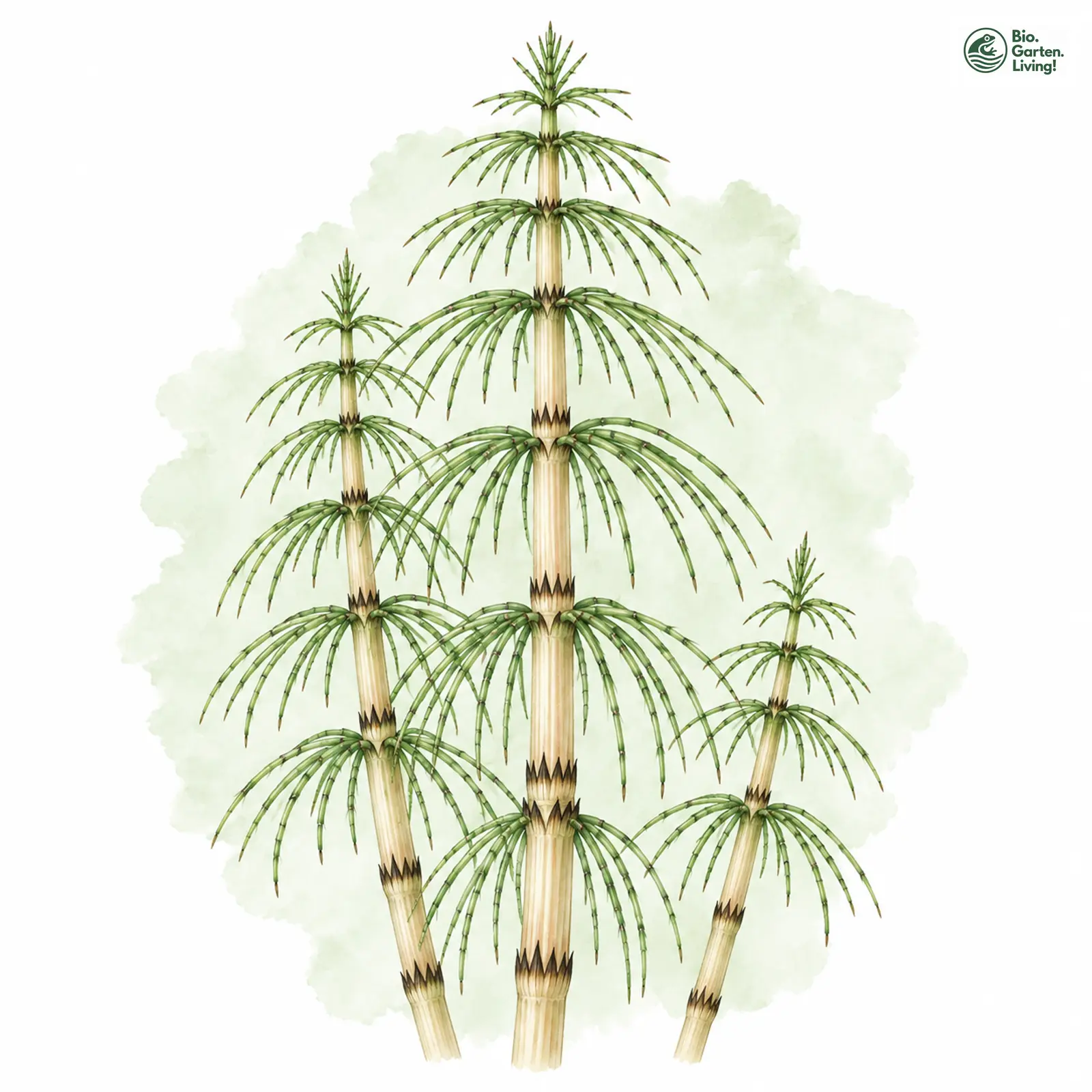 Aquarellzeichnung: Riesen-Schachtelhalm (Equisetum telmateia)