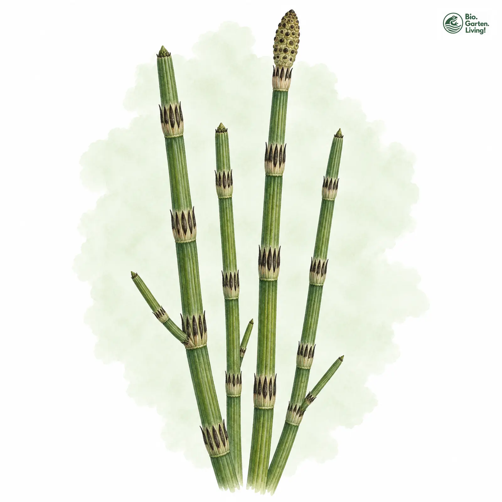 Aquarellzeichnung: Rauzähniger Schachtelhalm (Equisetum trachyodon)