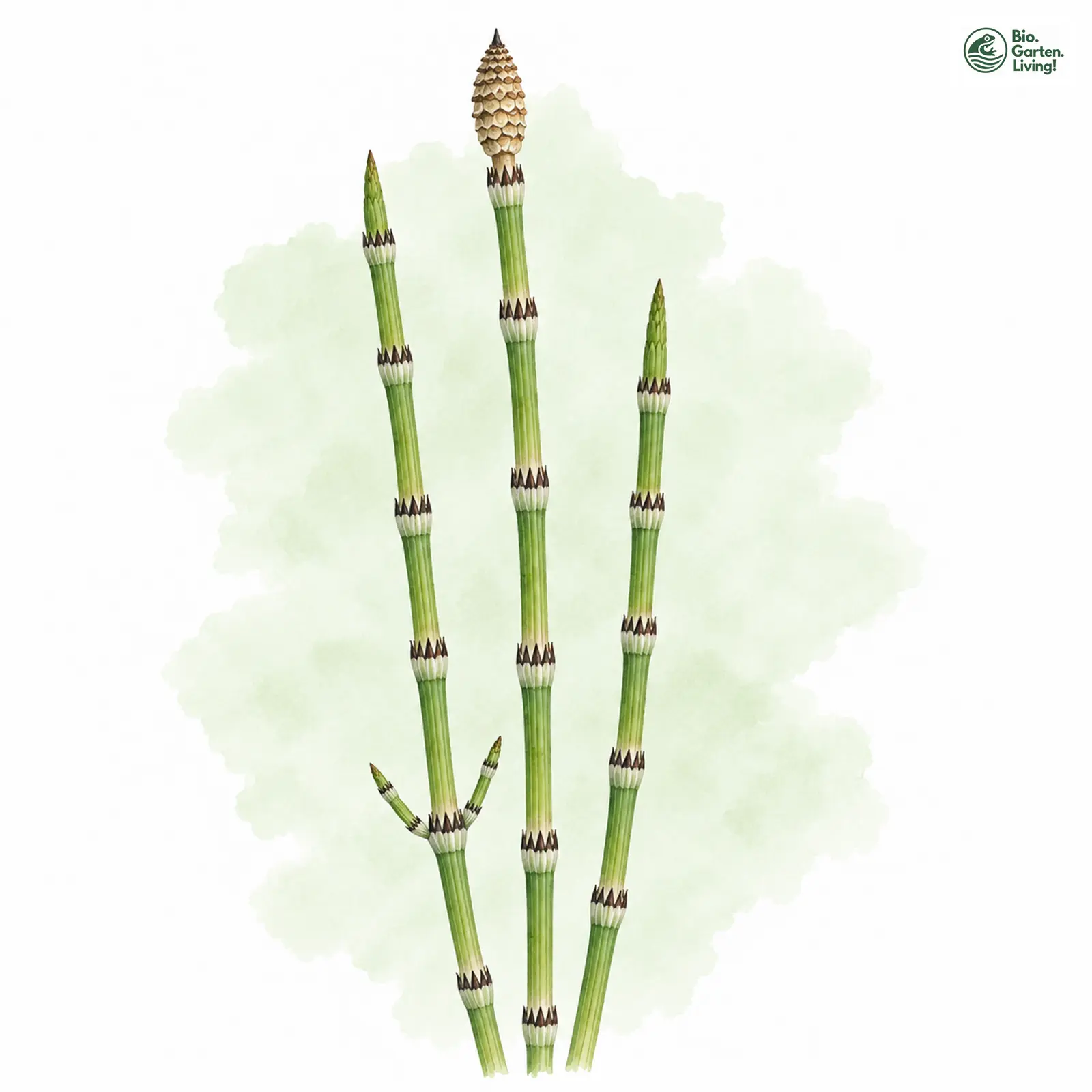 Aquarellzeichnung: Bunter Schachtelhalm (Equisetum variegatum)