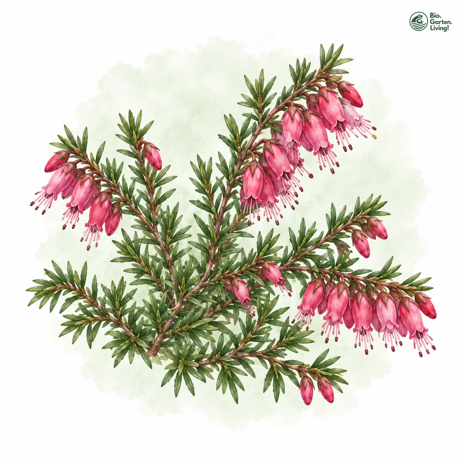 Aquarellzeichnung: Schnee-Heide (Erica carnea)
