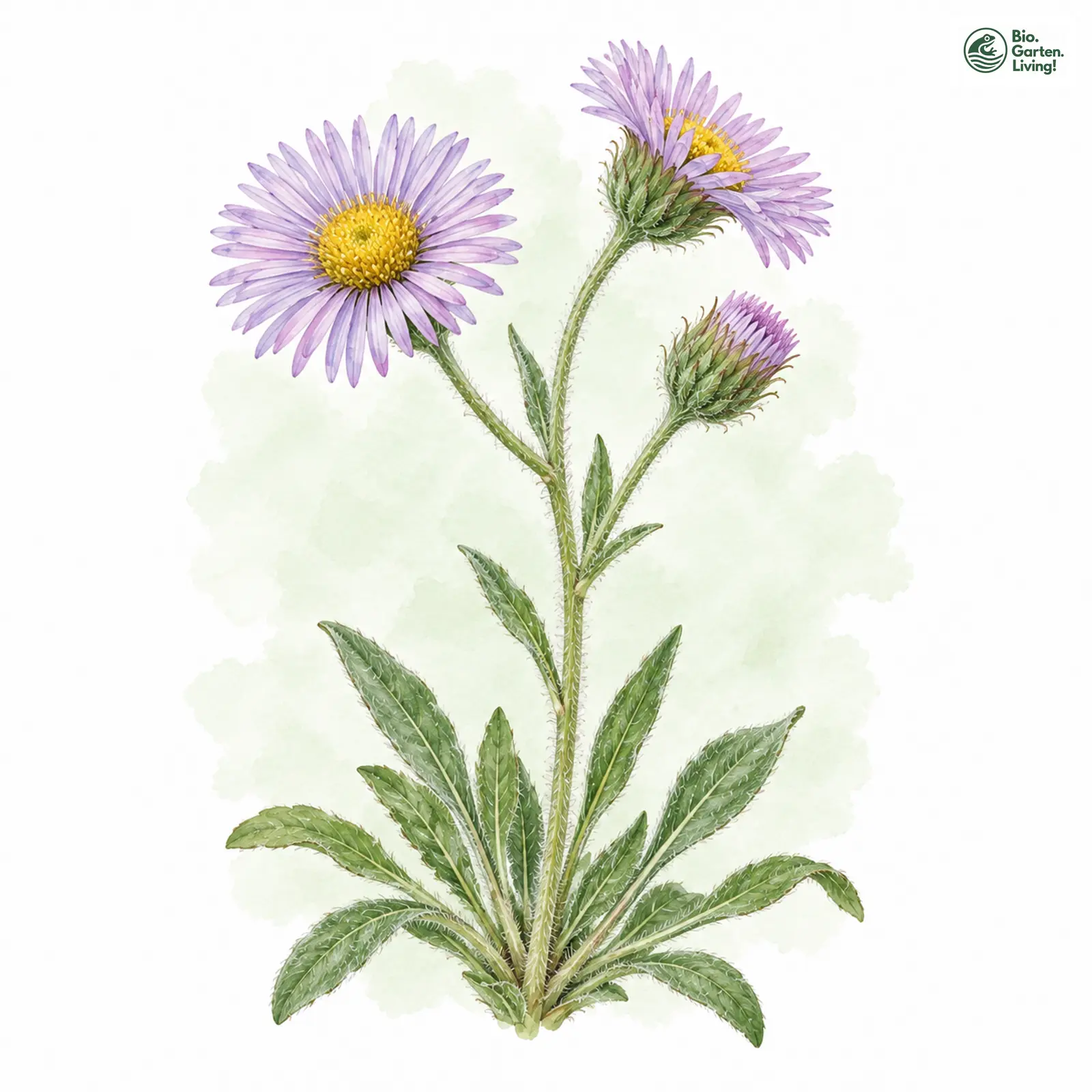 Aquarellzeichnung: Alpen-Berufkraut (Erigeron alpinus)