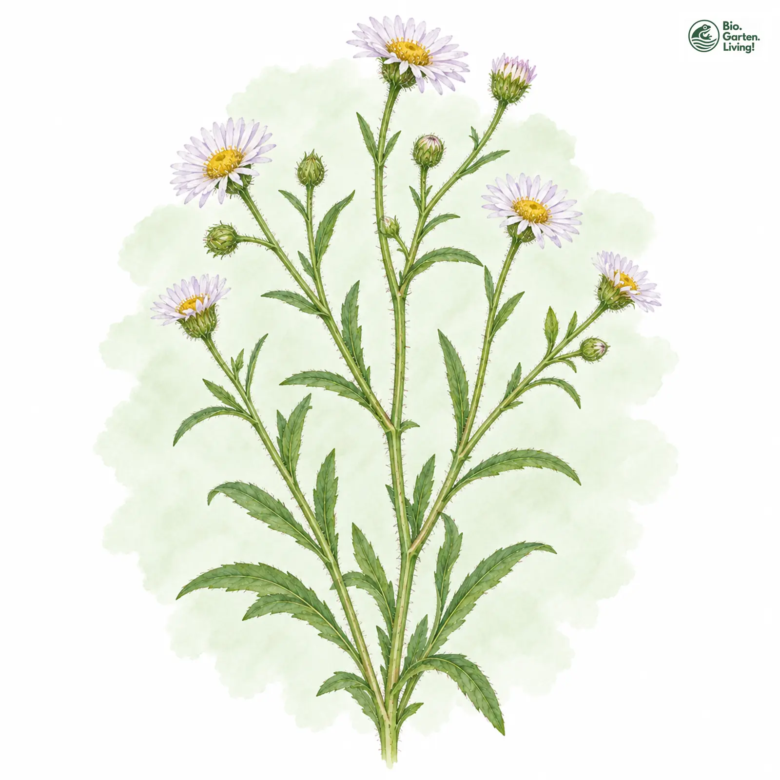 Aquarellzeichnung: Kantiges Berufkraut (Erigeron angulosus)