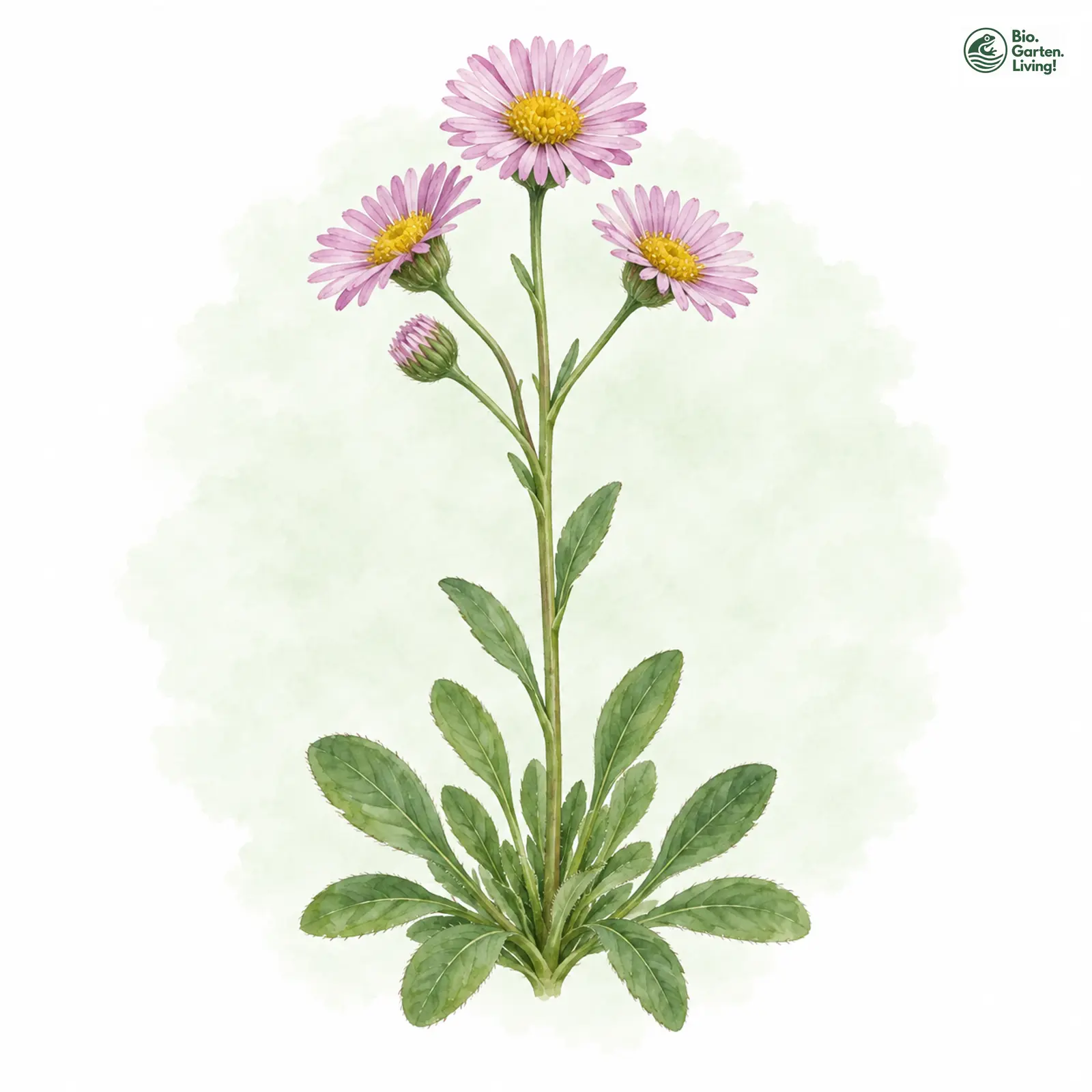 Aquarellzeichnung: Kahles Berufkraut (Erigeron glabratus)