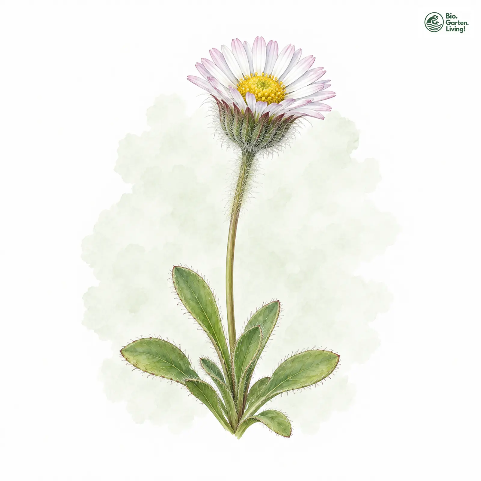 Aquarellzeichnung: Einköpfiges Berufkraut (Erigeron uniflorus)