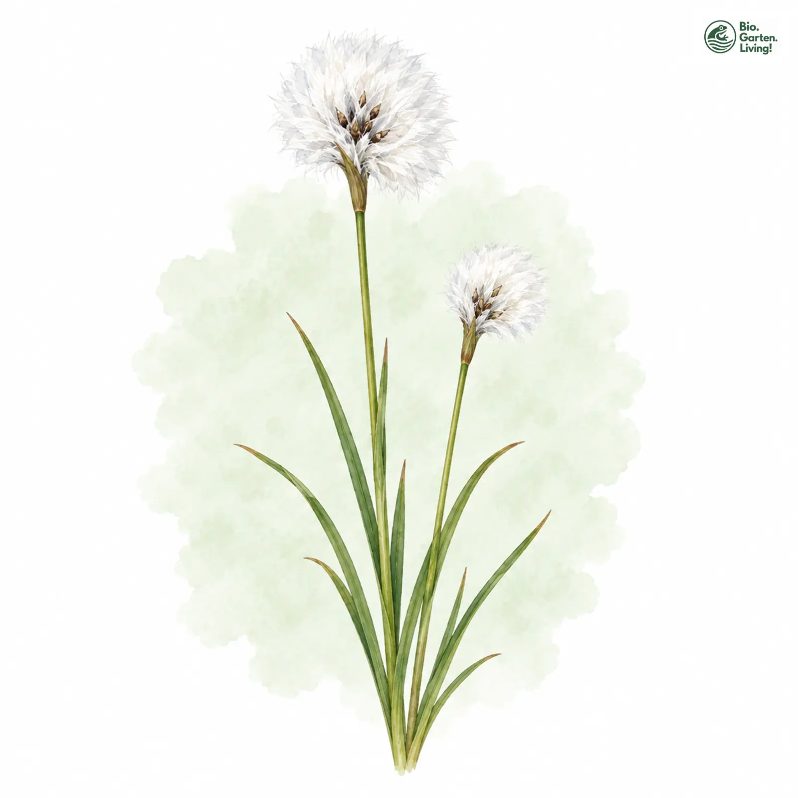 Aquarellzeichnung: Scheuchzer-Wollgras (Eriophorum scheuchzeri)
