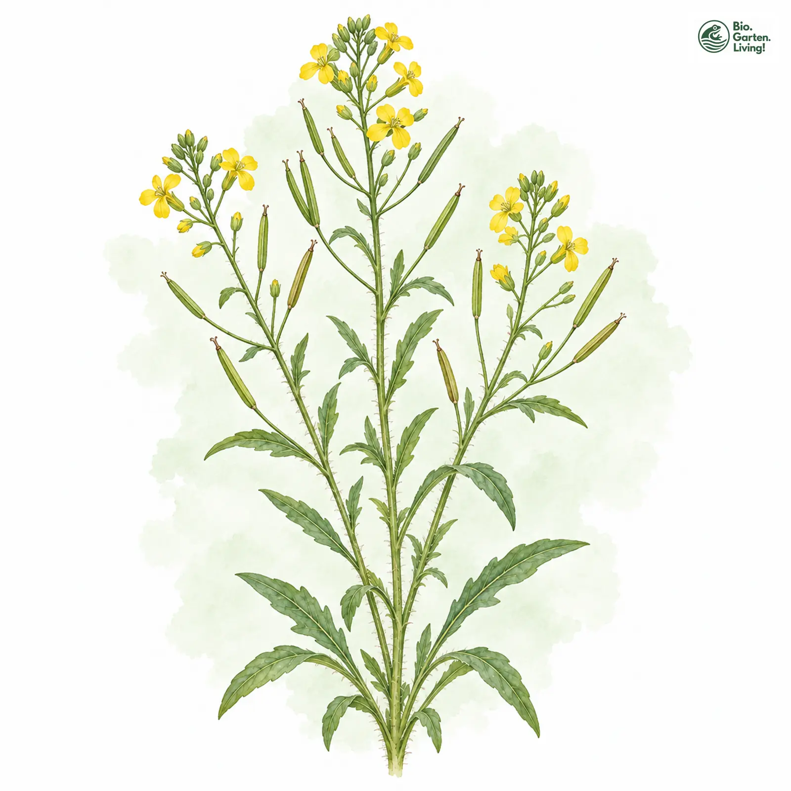 Aquarellzeichnung: Acker-Schöterich (Erysimum cheiranthoides)