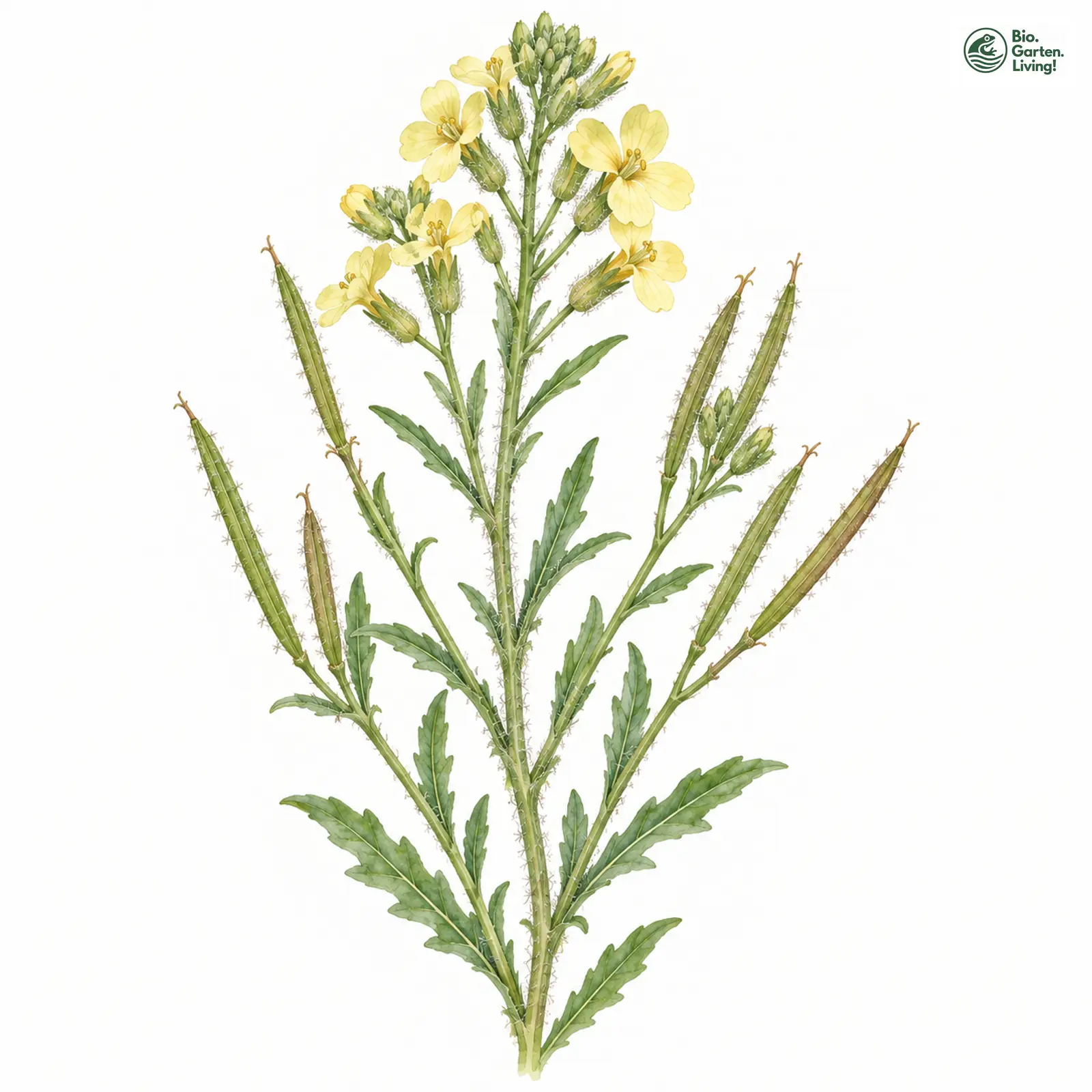 Aquarellzeichnung: Bleicher Schöterich (Erysimum crepidifolium)