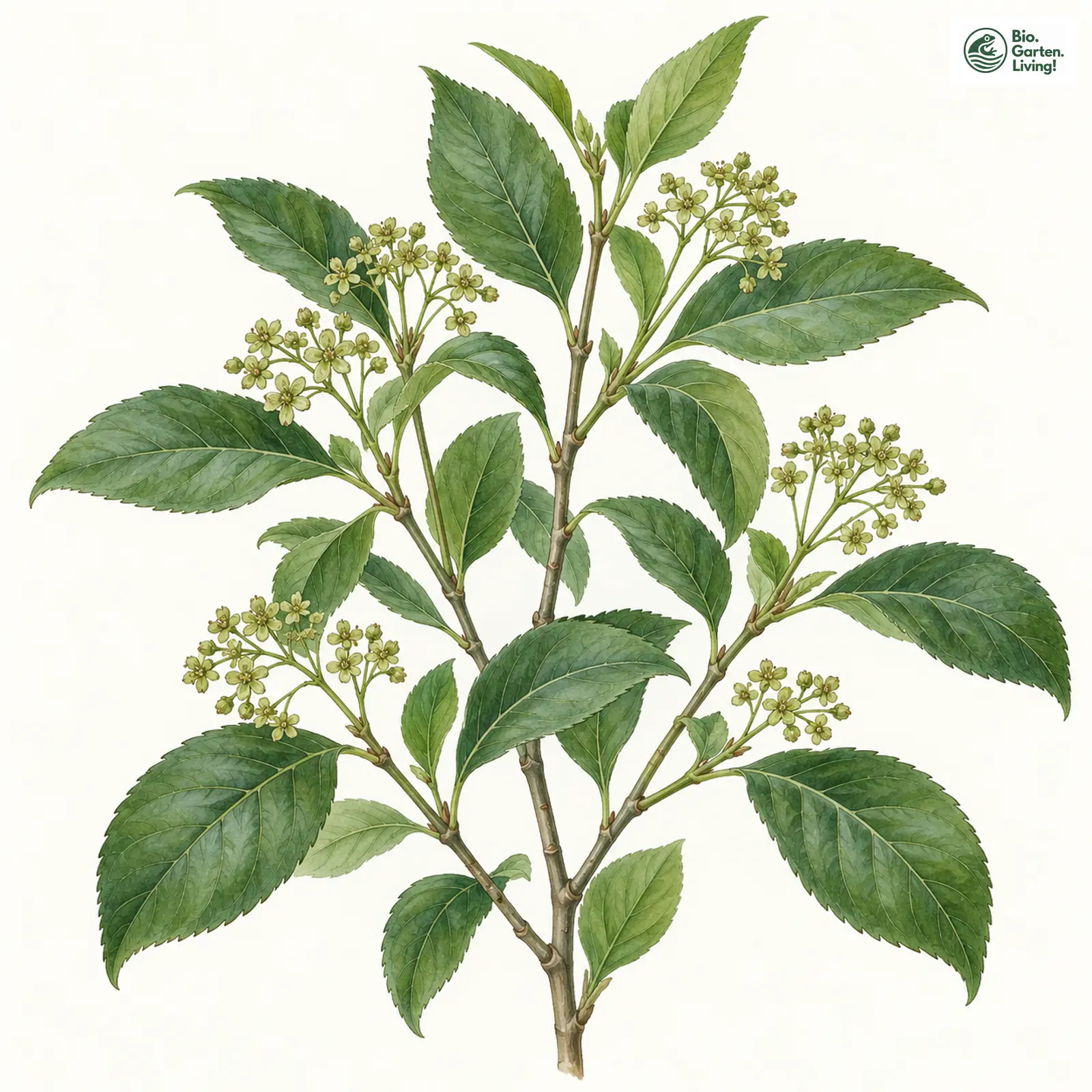 Aquarellzeichnung: Breitblättriges Pfaffenhütchen (Euonymus latifolius)