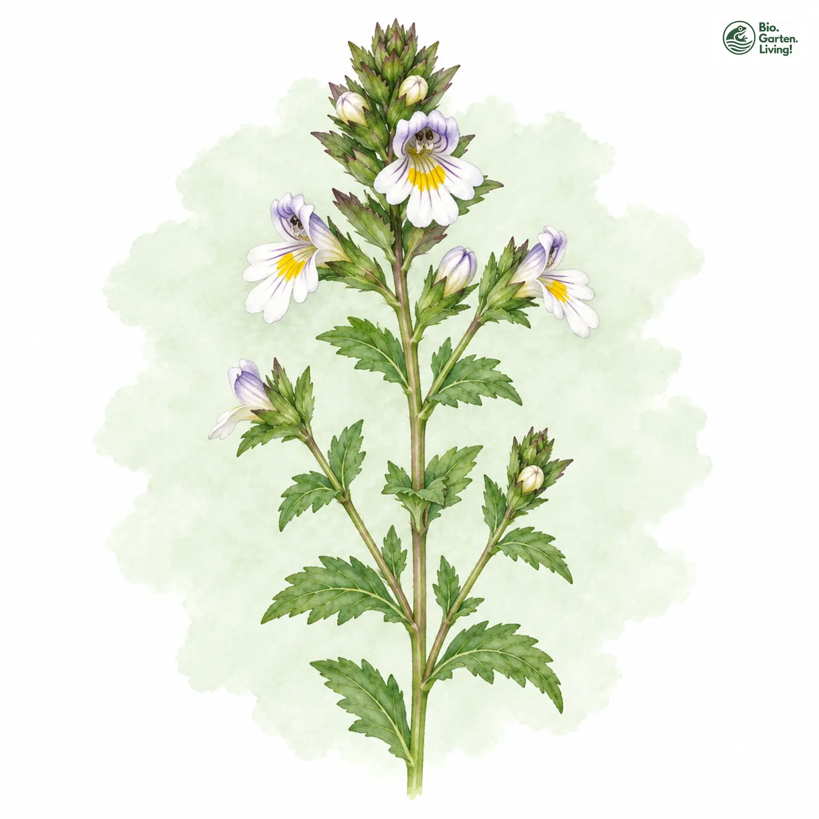 Aquarellzeichnung: Großblütiger Augentrost (Euphrasia kerneri)