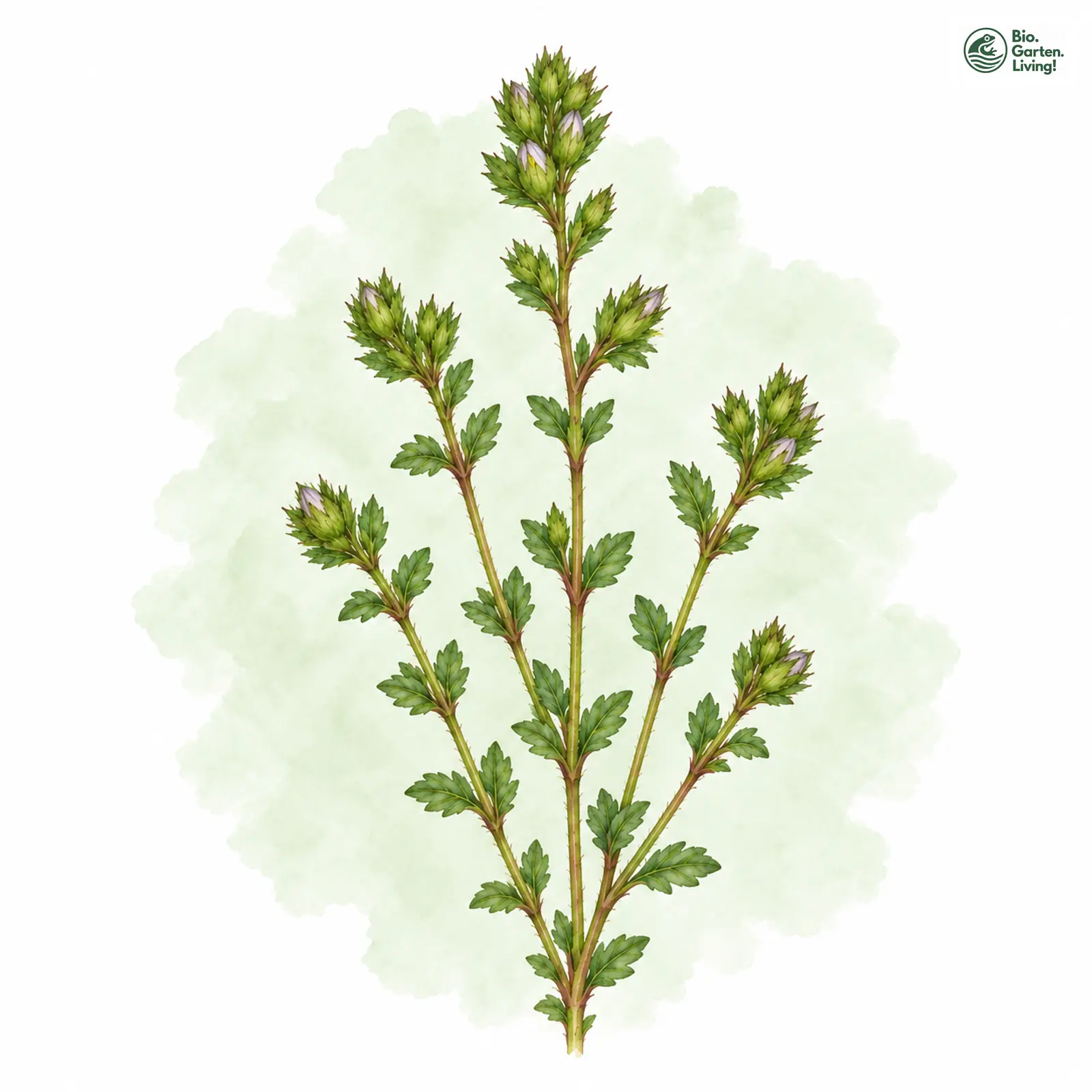 Aquarellzeichnung: Schlanker Augentrost (Euphrasia micrantha)