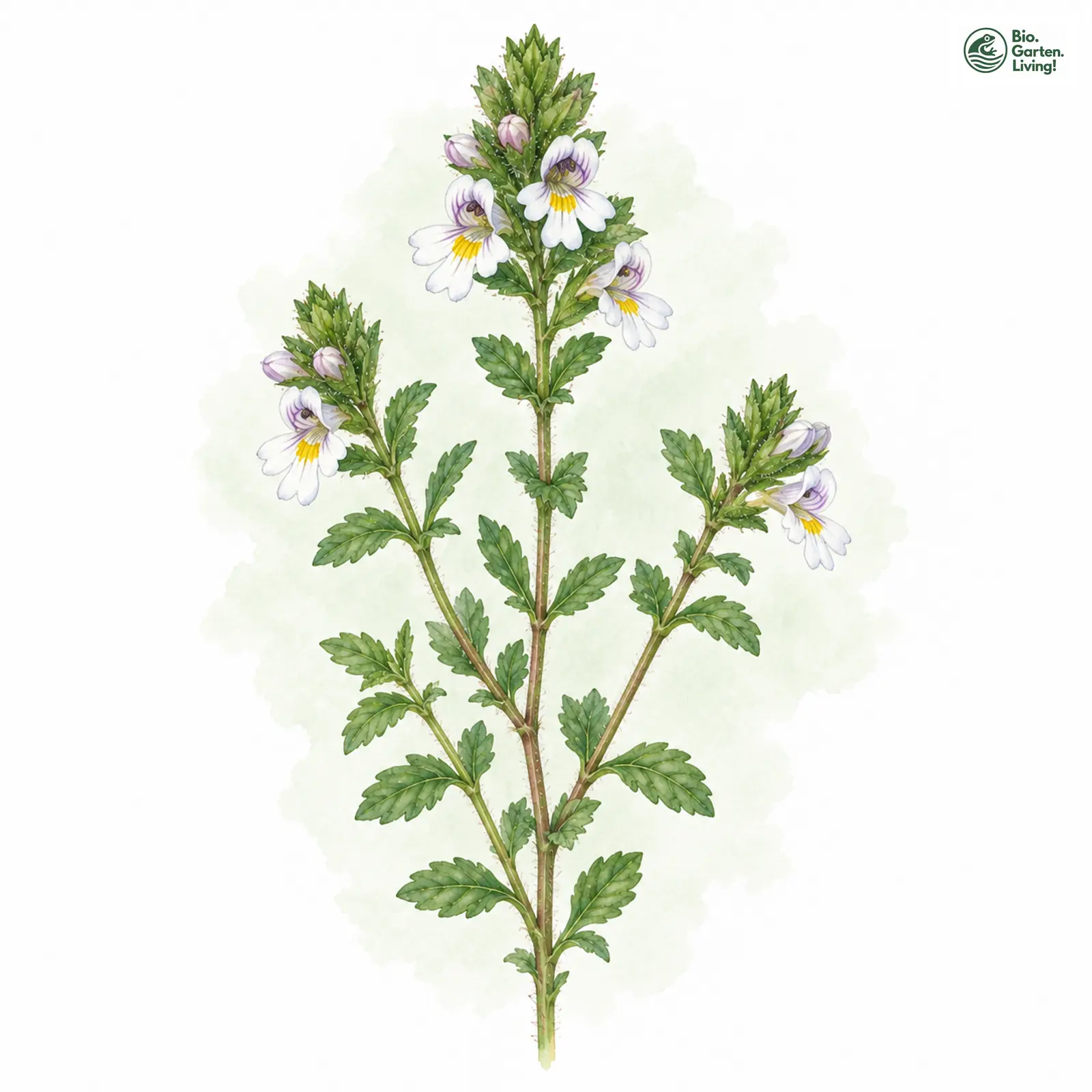 Aquarellzeichnung: Echter Augentrost (Euphrasia officinalis (im weiteren Sinne))
