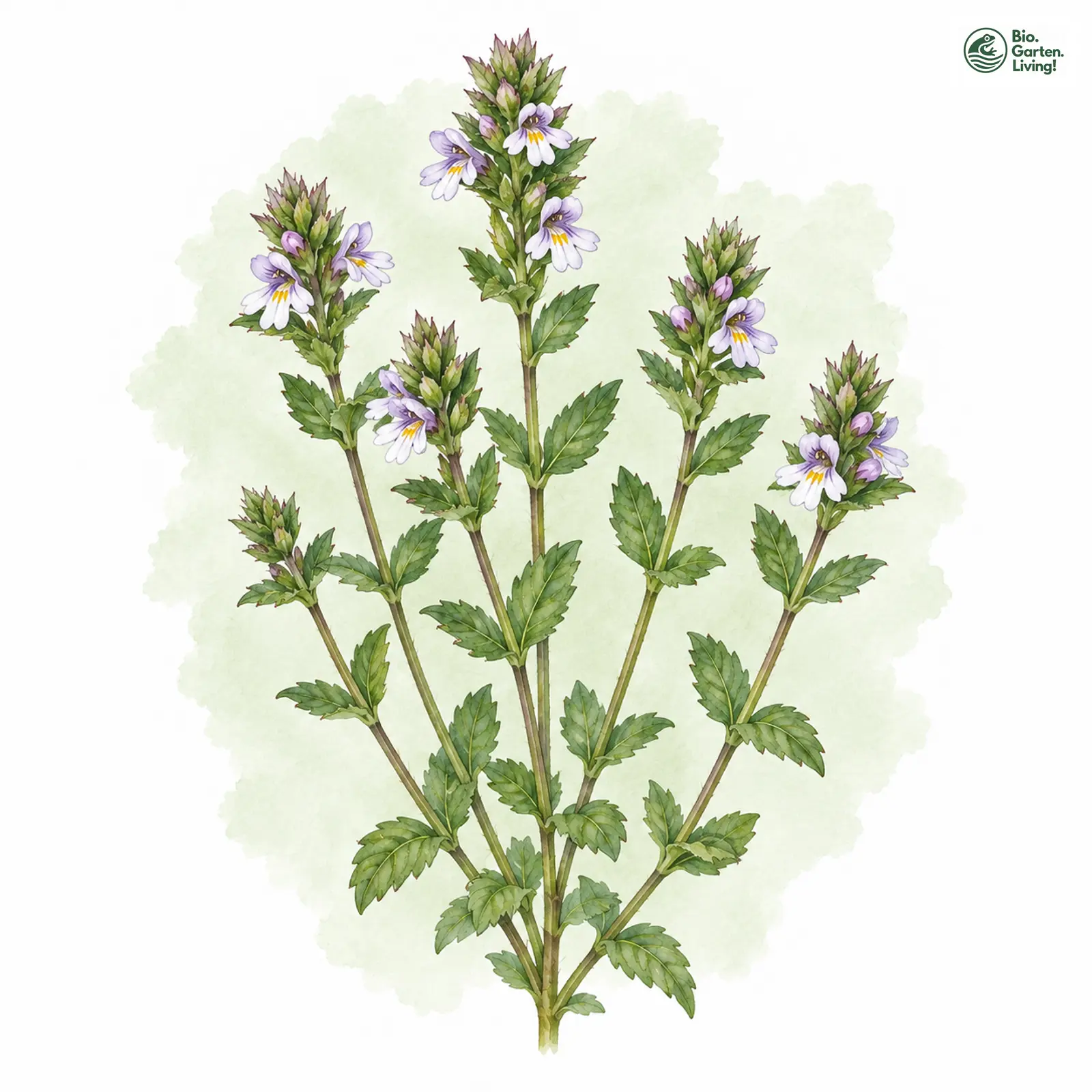 Aquarellzeichnung: Steifer Augentrost (Euphrasia stricta)