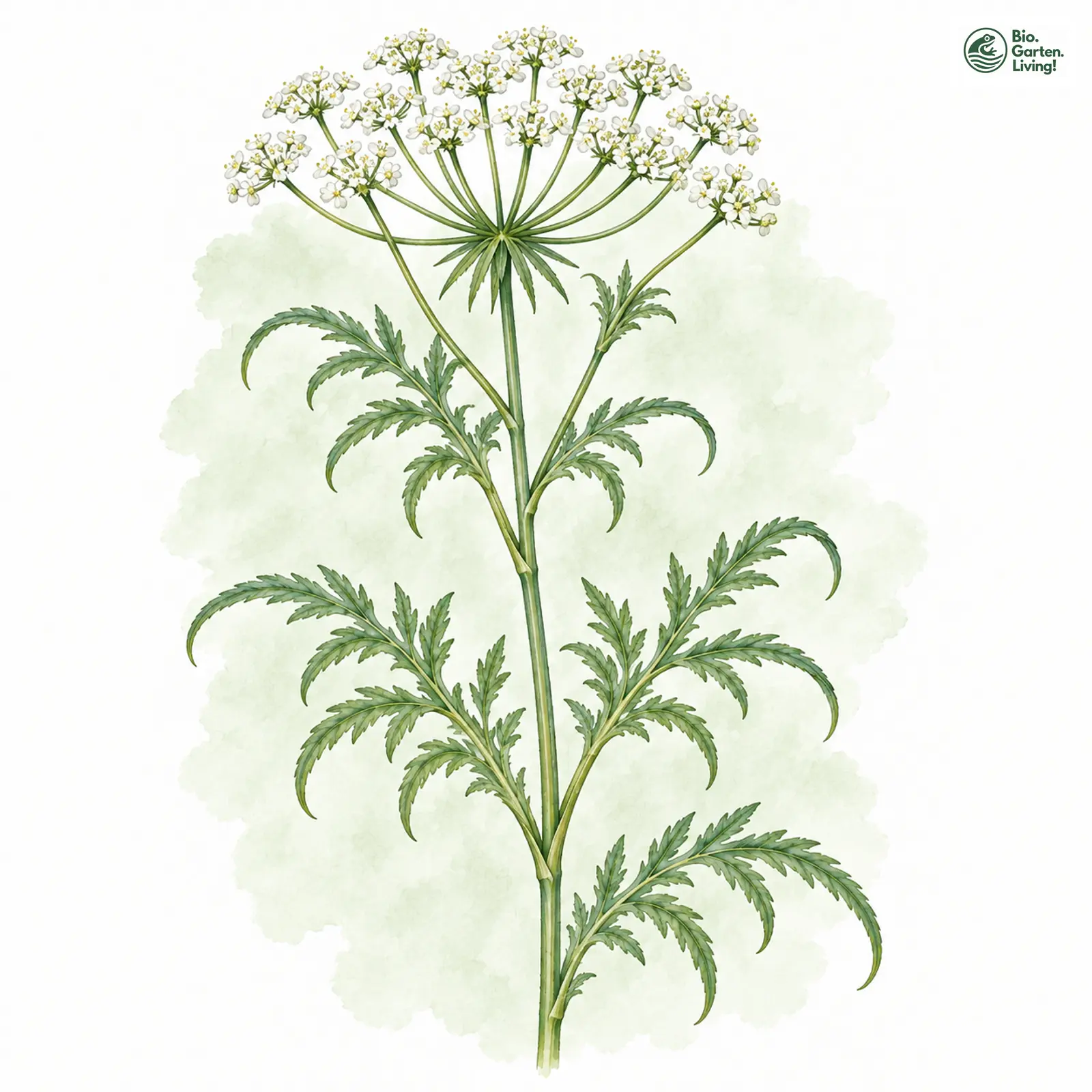 Aquarellzeichnung: Gewöhnliche Sichelmöhre (Falcaria vulgaris)