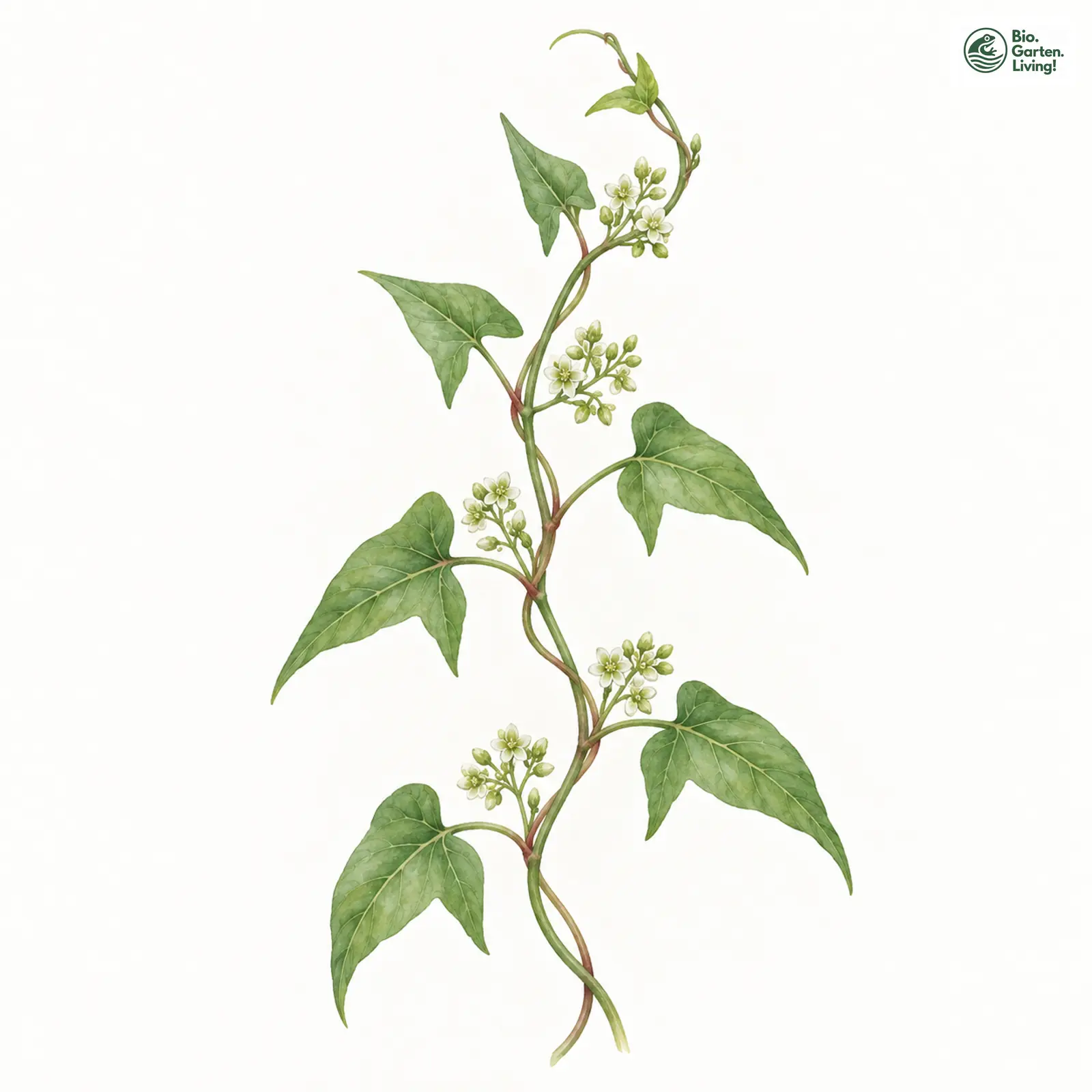 Aquarellzeichnung: Acker-Flügelknöterich (Fallopia convolvulus)