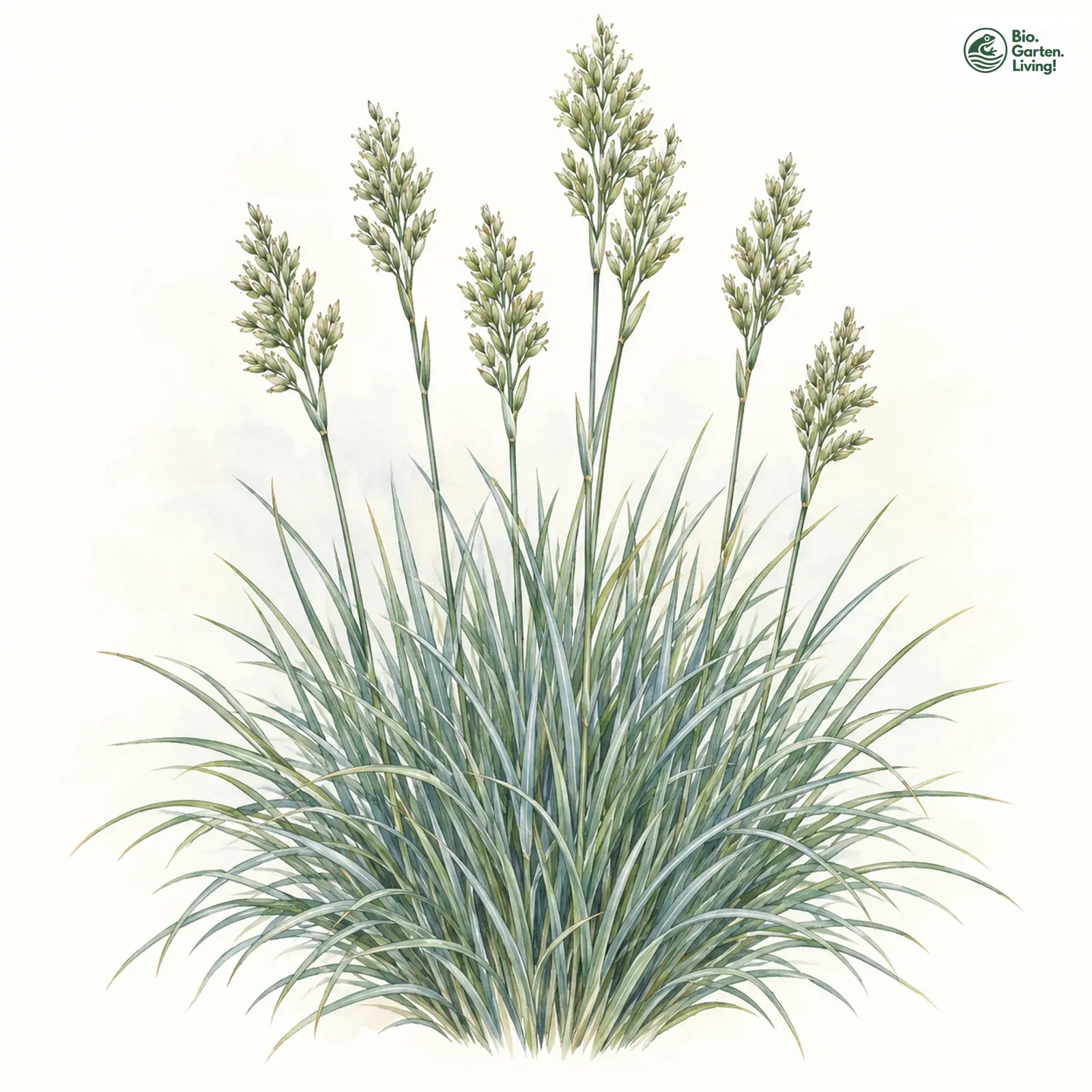 Aquarellzeichnung: Blaugrüner Schwingel (Festuca csikhegyensis)