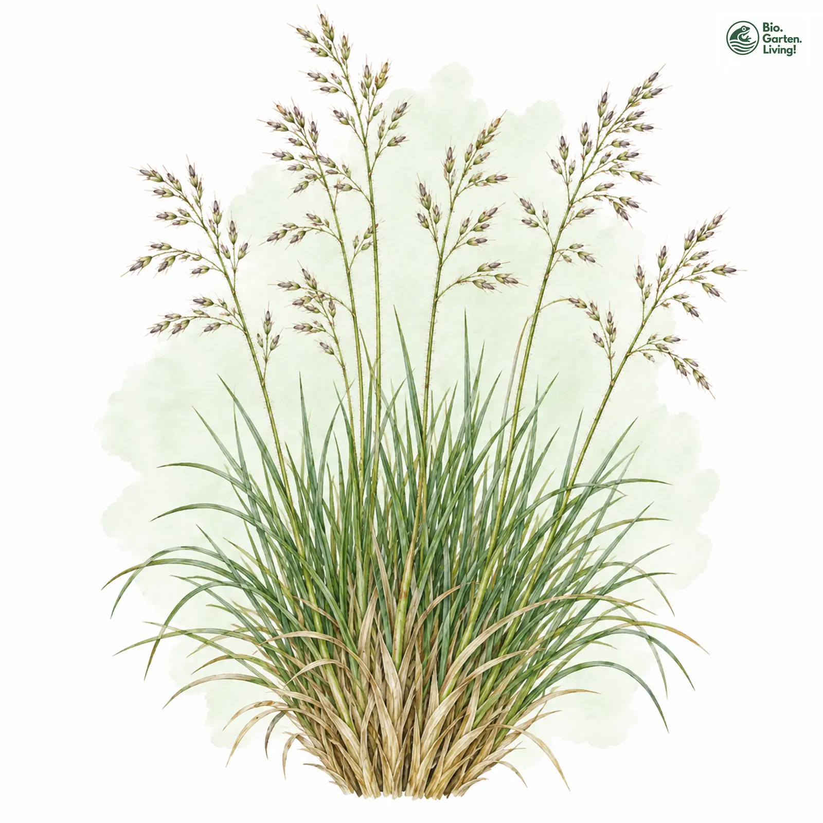 Aquarellzeichnung: Dünen-Schwingel (Festuca polesica)