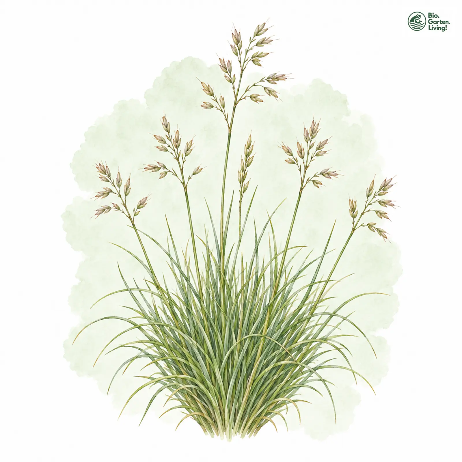 Aquarellzeichnung: Gämsen-Schwingel (Festuca rupicaprina)