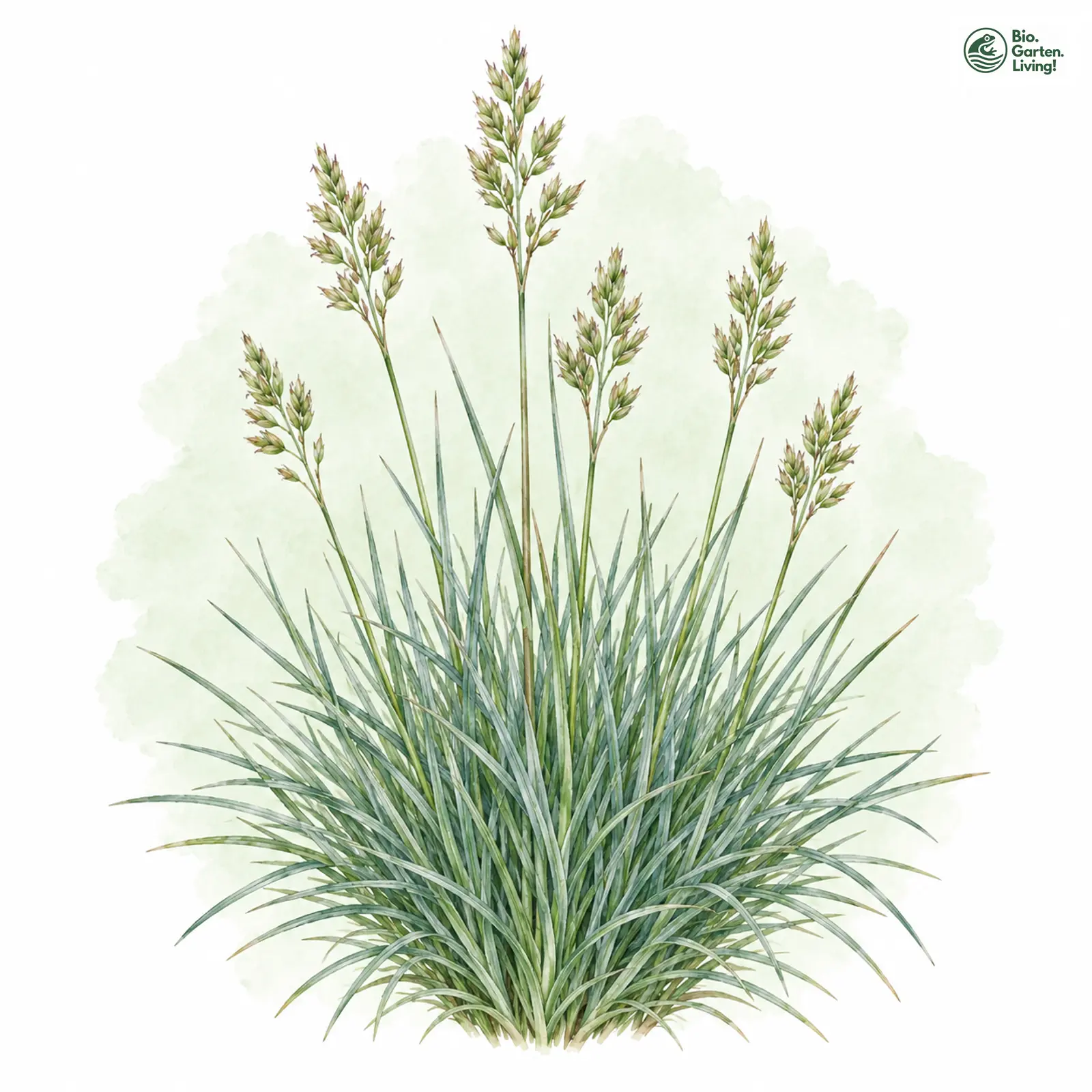 Aquarellzeichnung: Walliser Schwingel (I. W. S.) (Festuca valesiaca (im weiteren Sinne))