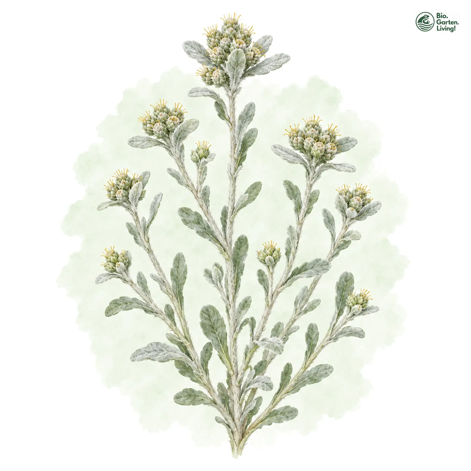 Aquarellzeichnung: Spatelblättriges Filzkraut (Filago pyramidata)