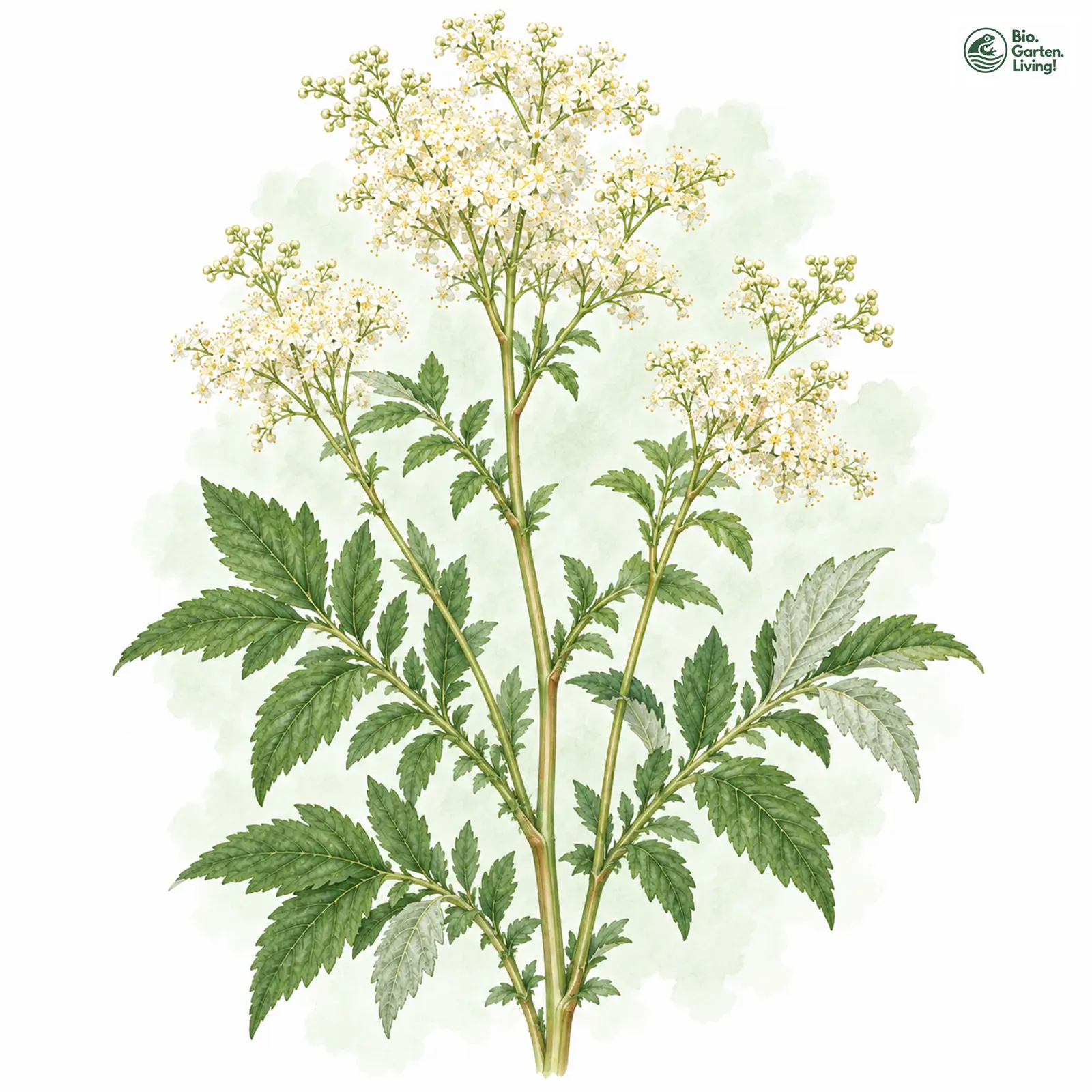 Aquarellzeichnung: Echtes Mädesüß (Filipendula ulmaria)