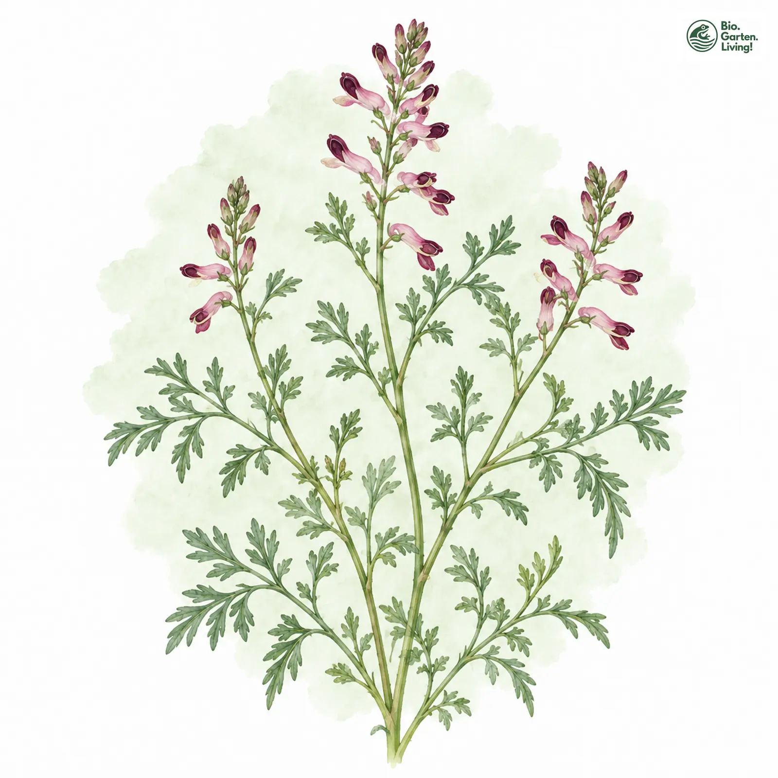 Aquarellzeichnung: Gewöhnlicher Erdrauch (I. E. S.) (Fumaria officinalis (im engeren Sinne))