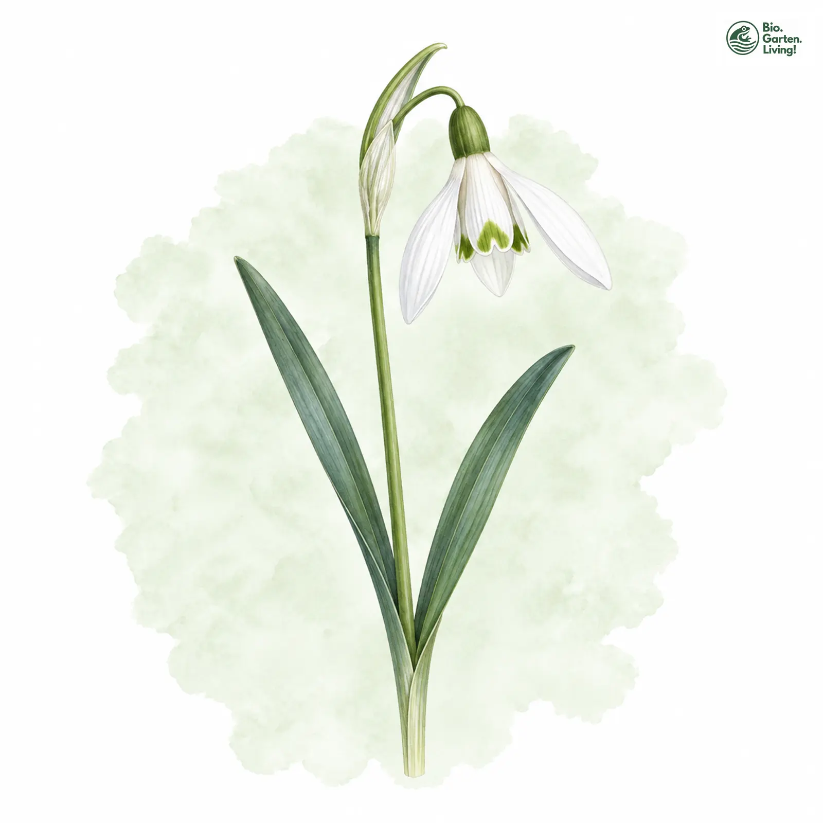 Aquarellzeichnung: Kleines Schneeglöckchen (Galanthus nivalis)