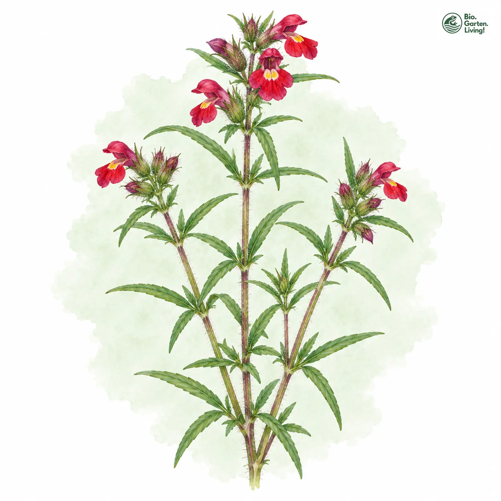 Aquarellzeichnung: Schmalblättriger Hohlzahn (Galeopsis angustifolia)