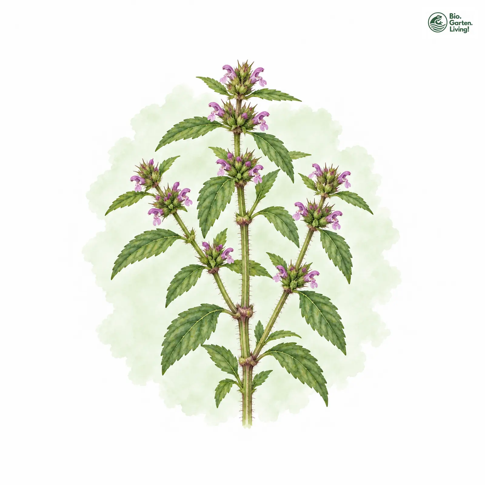 Aquarellzeichnung: Kleinblütiger Hohlzahn (Galeopsis bifida)