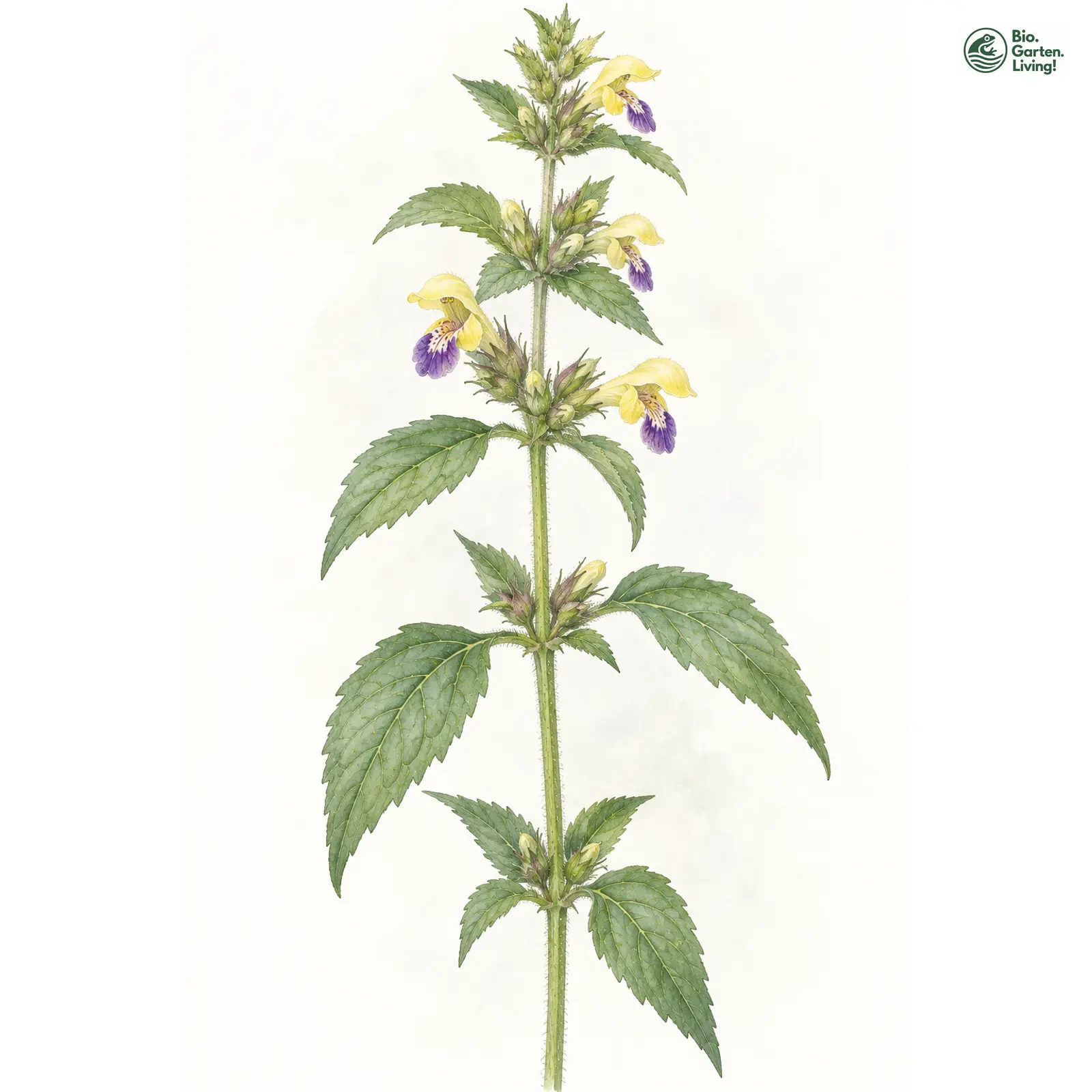Aquarellzeichnung: Bunter Hohlzahn (Galeopsis speciosa)