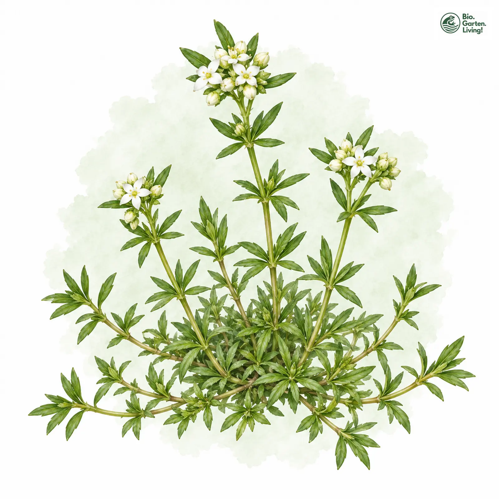 Aquarellzeichnung: Ungleichblättriges Labkraut (Galium anisophyllon (im engeren Sinne))