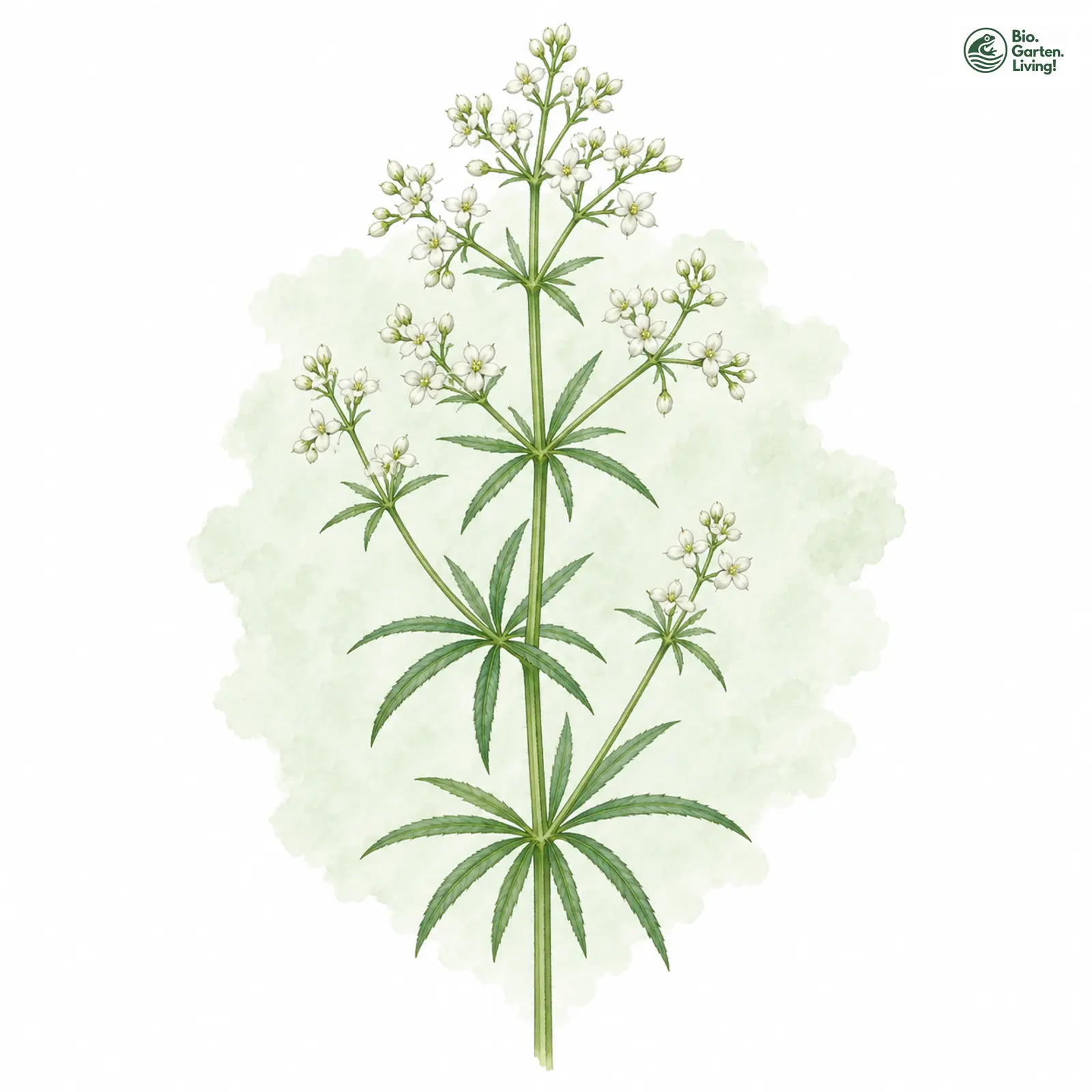 Aquarellzeichnung: Grannen-Labkraut (Galium aristatum)