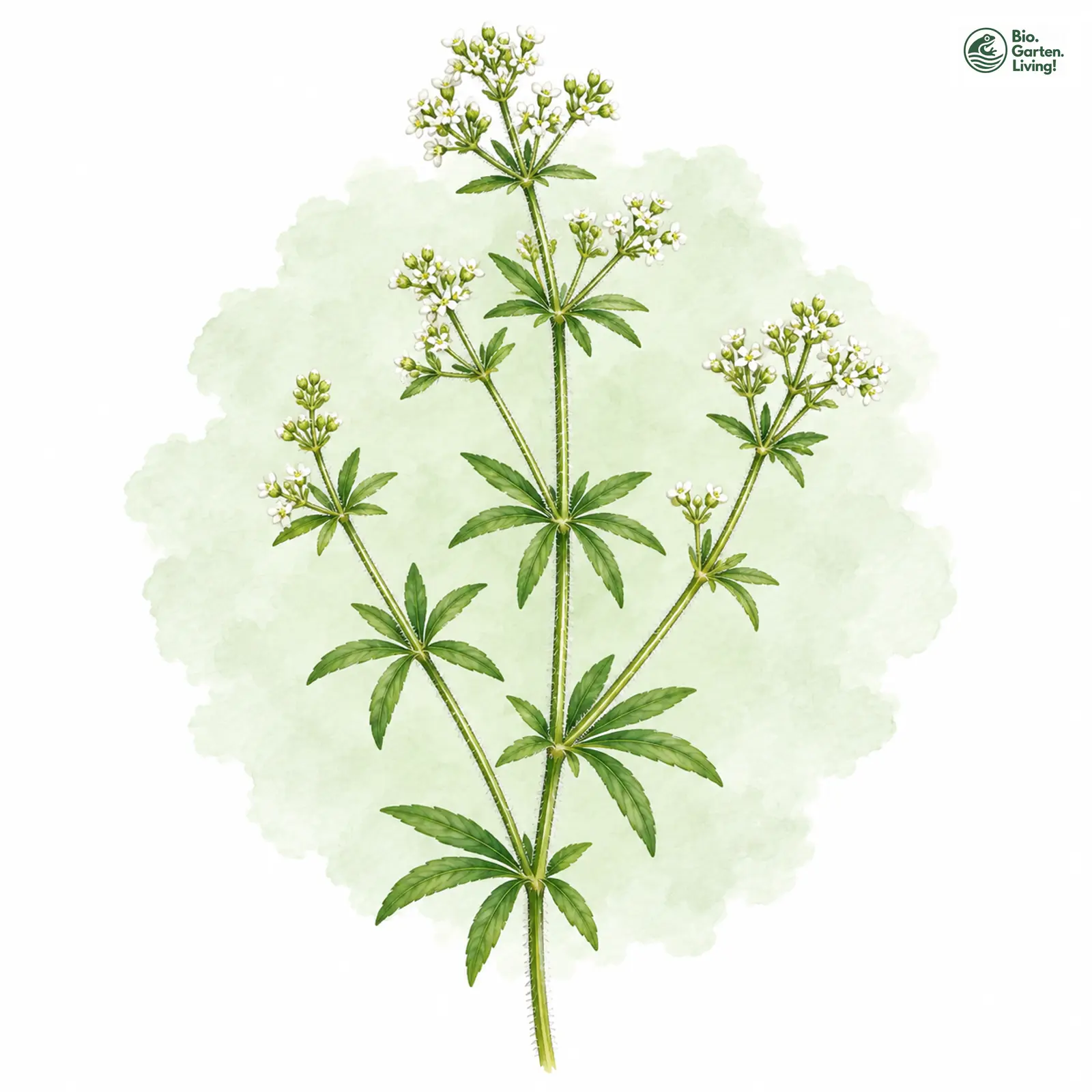 Aquarellzeichnung: Hohes Labkraut (Galium elongatum)