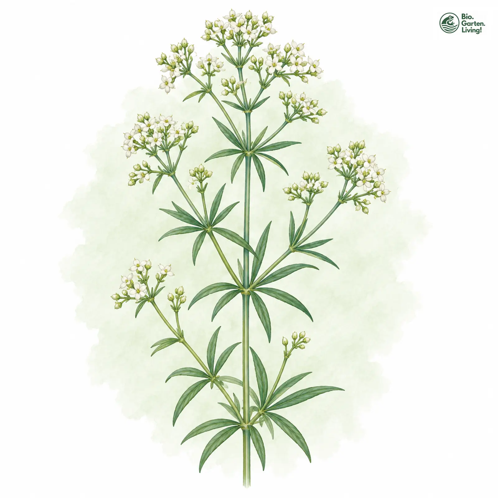 Aquarellzeichnung: Glattes Labkraut (Galium intermedium)