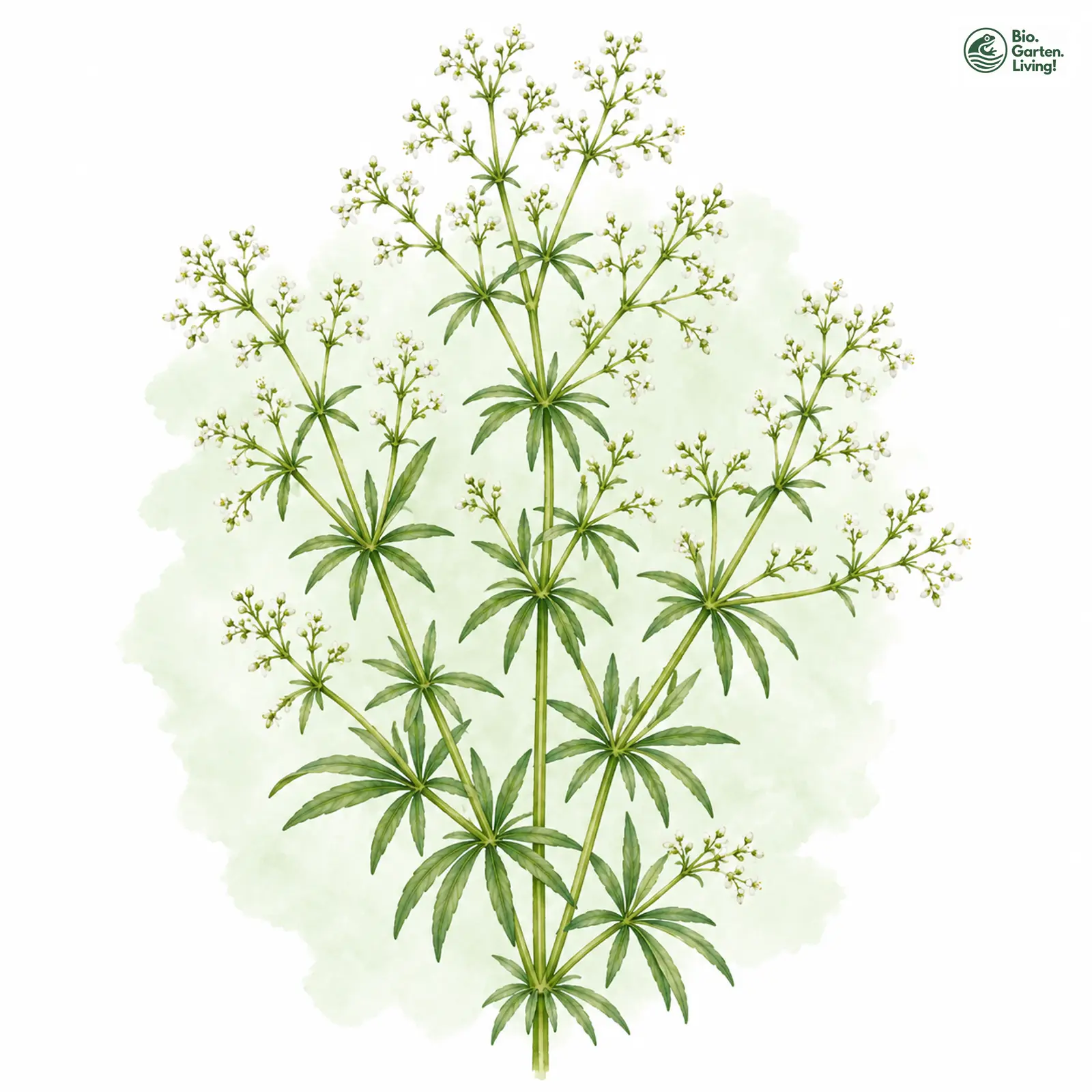 Aquarellzeichnung: Wiesen-Labkraut (Galium mollugo (im engeren Sinne))