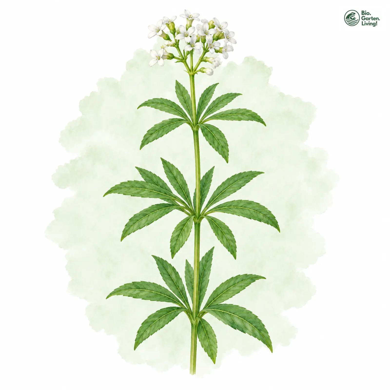 Aquarellzeichnung: Waldmeister (Galium odoratum)