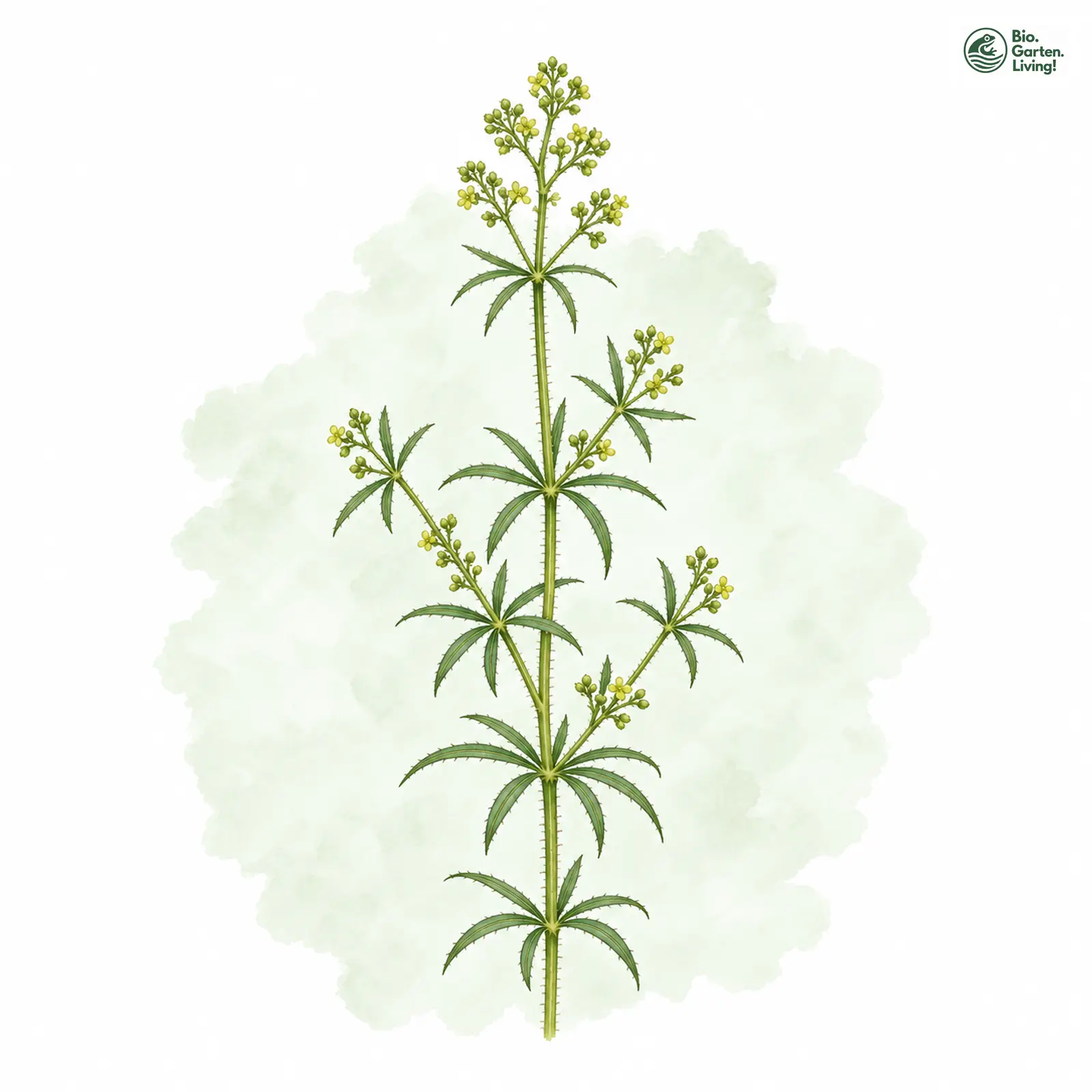Aquarellzeichnung: Pariser Labkraut (Galium parisiense)