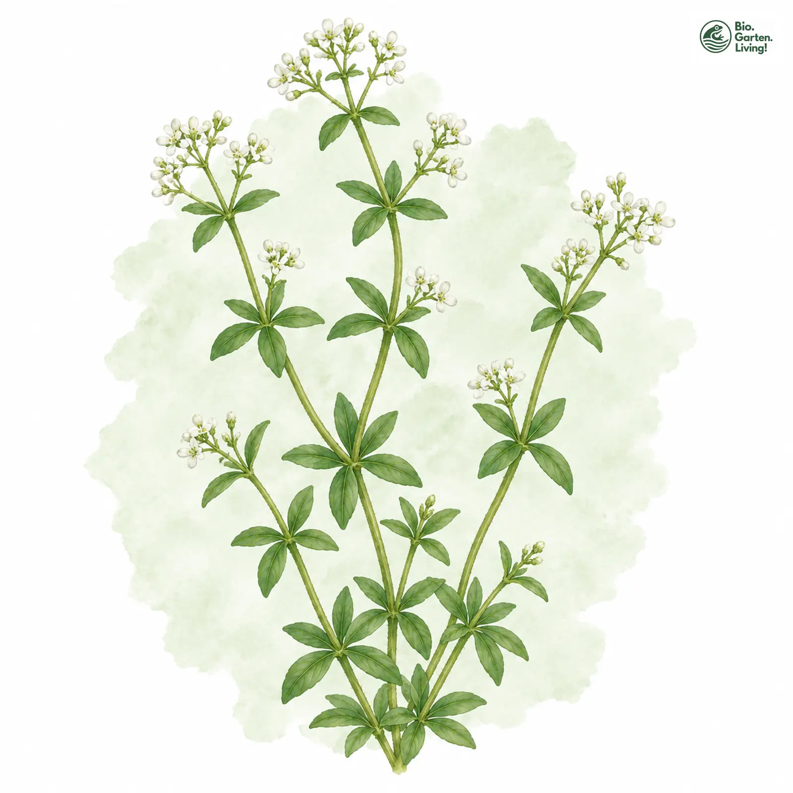 Aquarellzeichnung: Rundblatt-Labkraut (Galium rotundifolium)