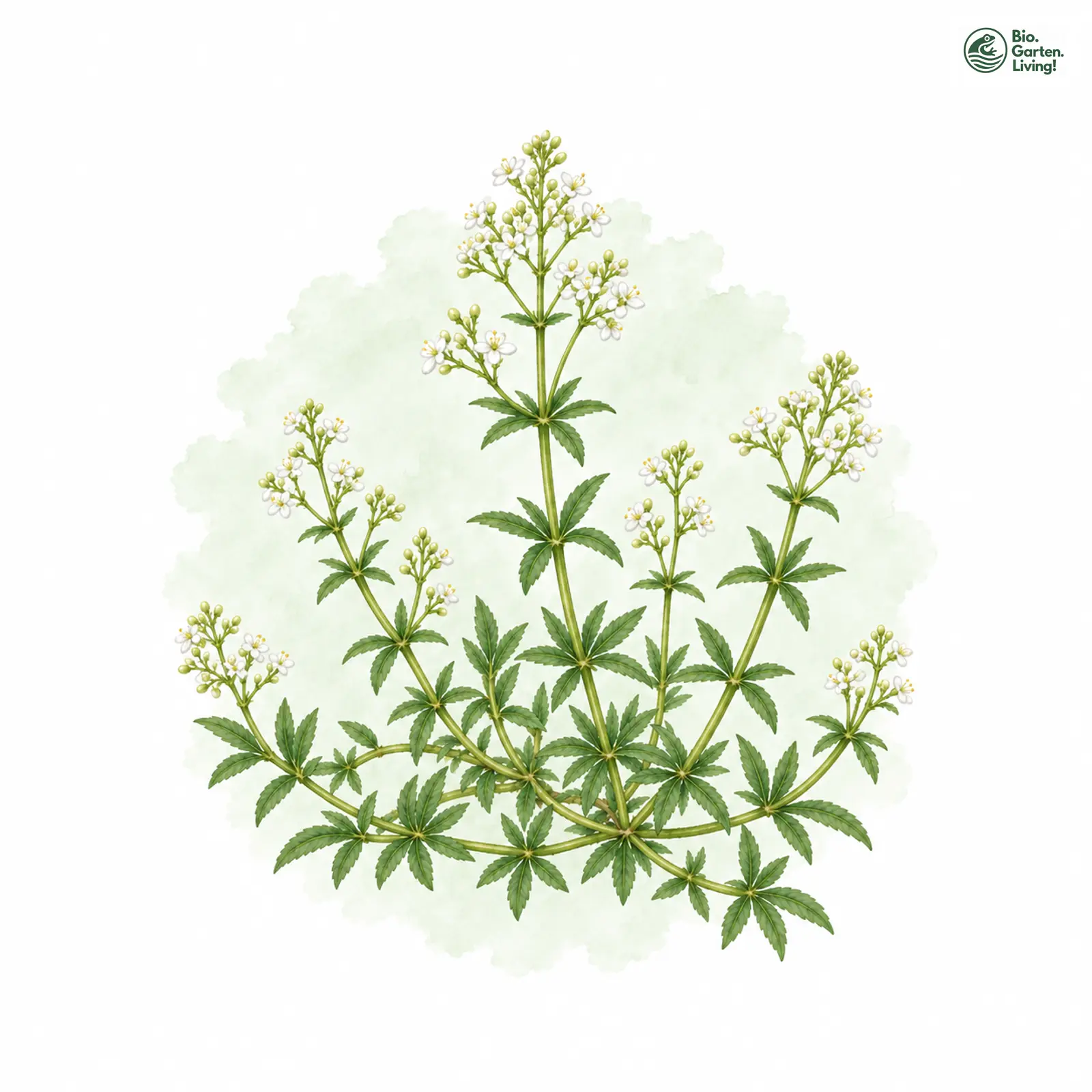 Aquarellzeichnung: Harzer Labkraut (Galium saxatile)