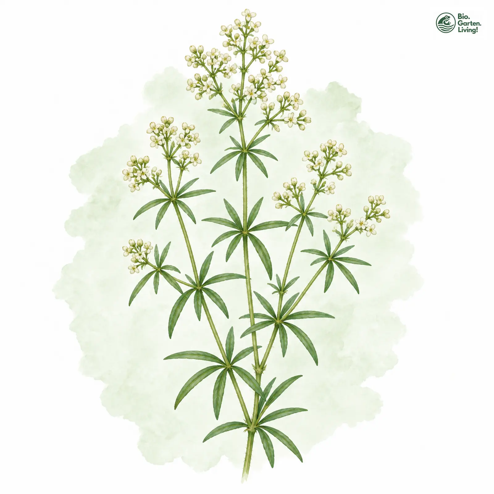 Aquarellzeichnung: Schwedisches Labkraut (Galium suecicum)
