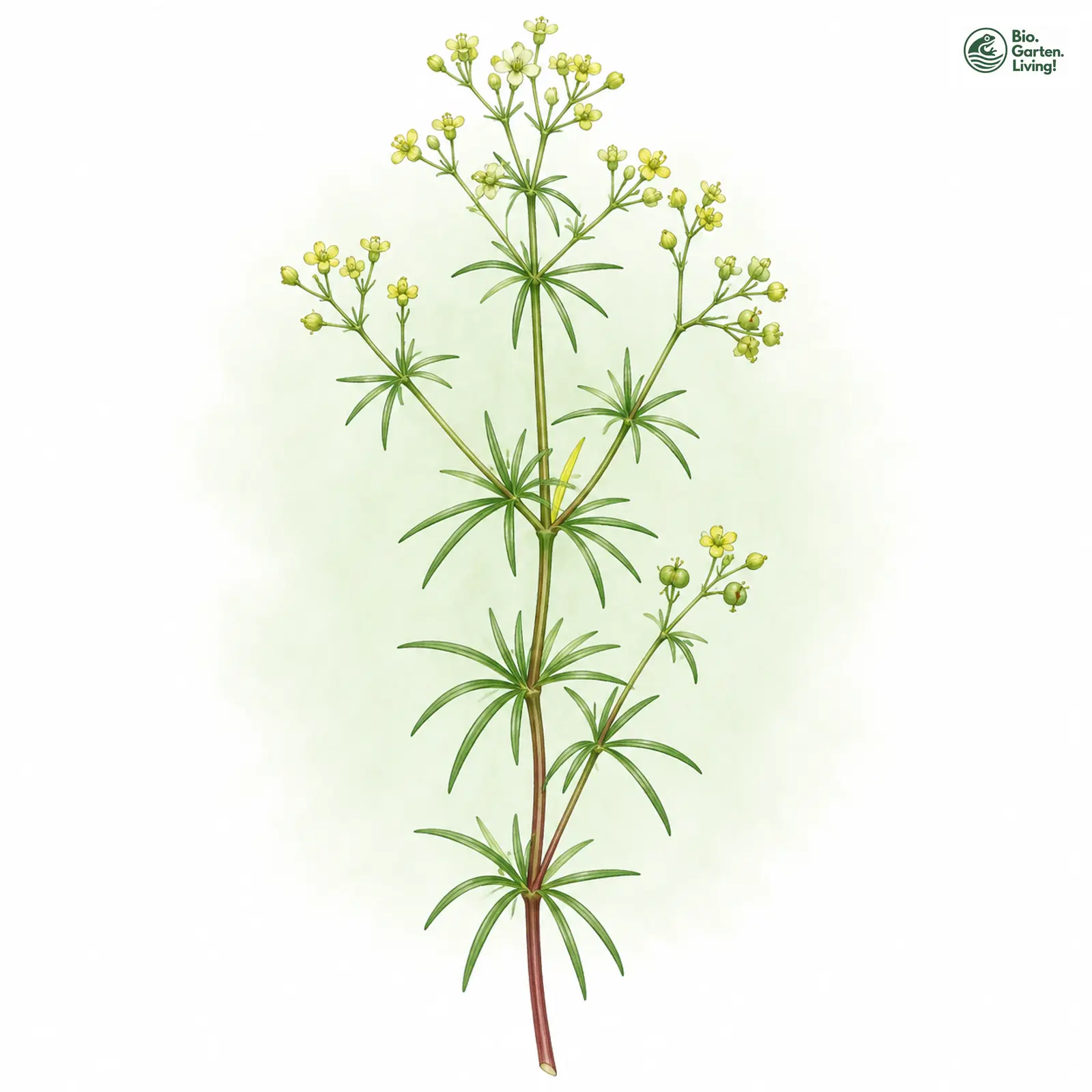 Aquarellzeichnung: Traunsee-Labkraut (Galium truniacum)