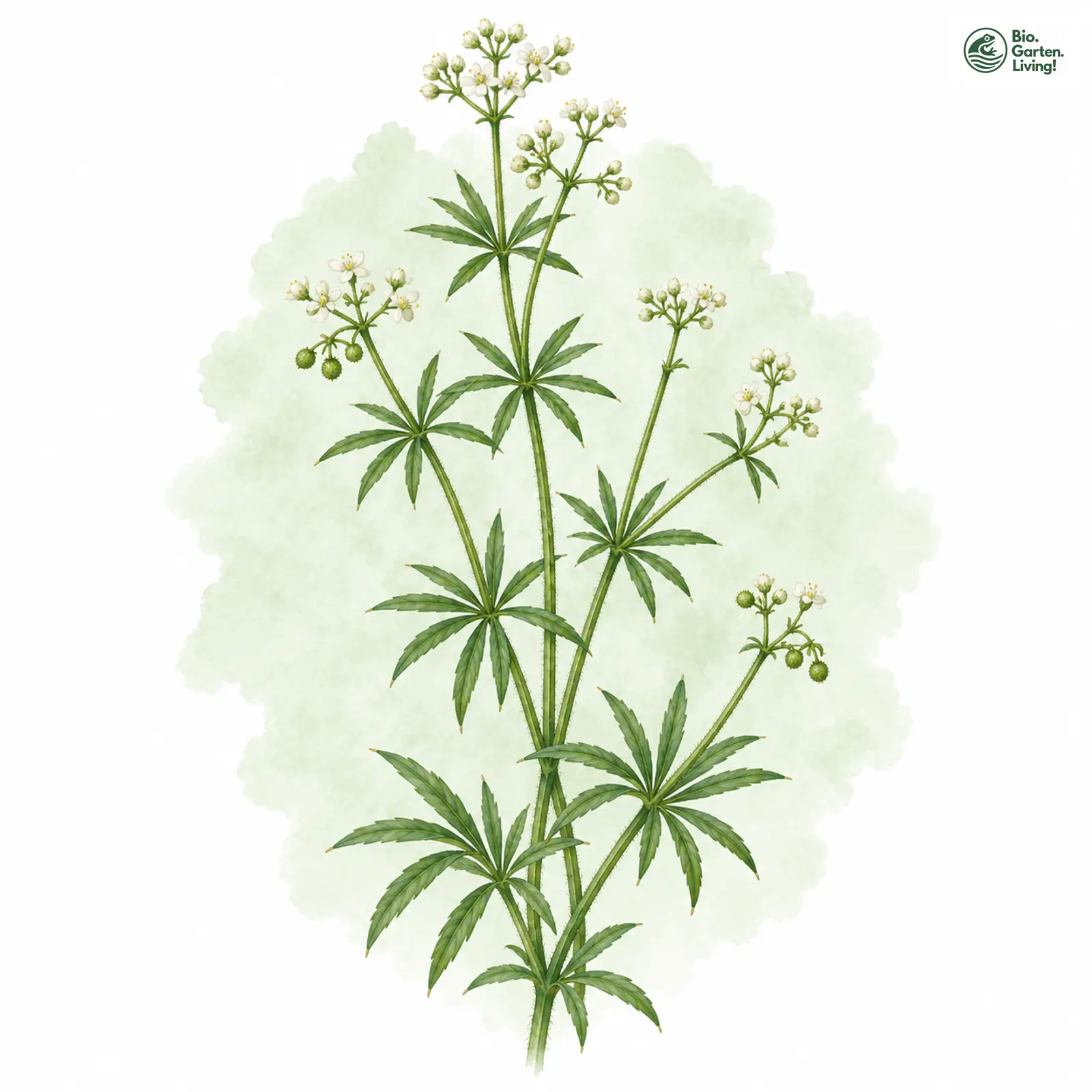 Aquarellzeichnung: Moor-Labkraut (Galium uliginosum)