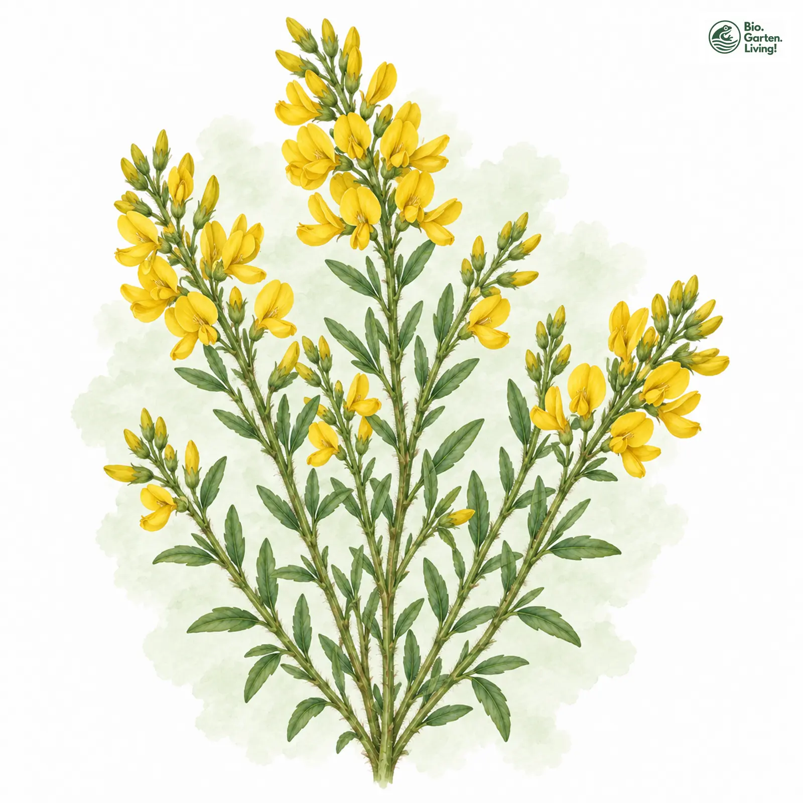 Aquarellzeichnung: Färber-Ginster (Genista tinctoria)